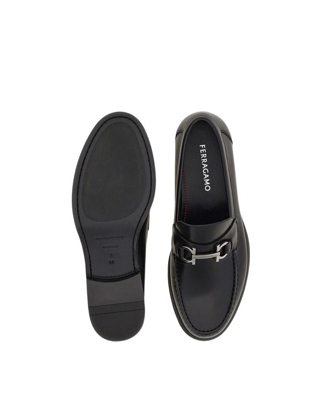 Ferragamo Black Ferragamo Gancini Buckle Slip-On Loafers for men