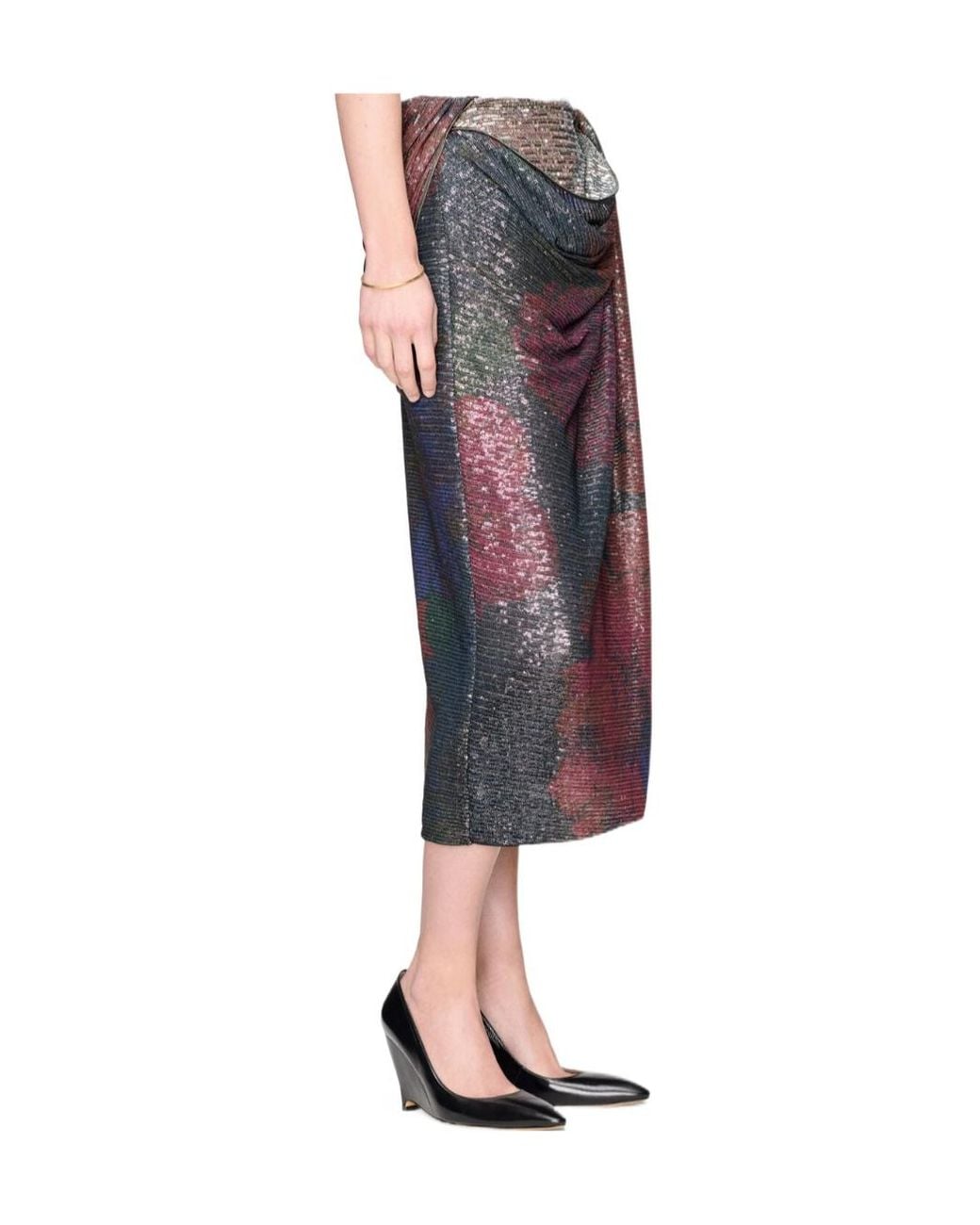 Maison Margiela Purple Draped Sequin Maxi Skirt