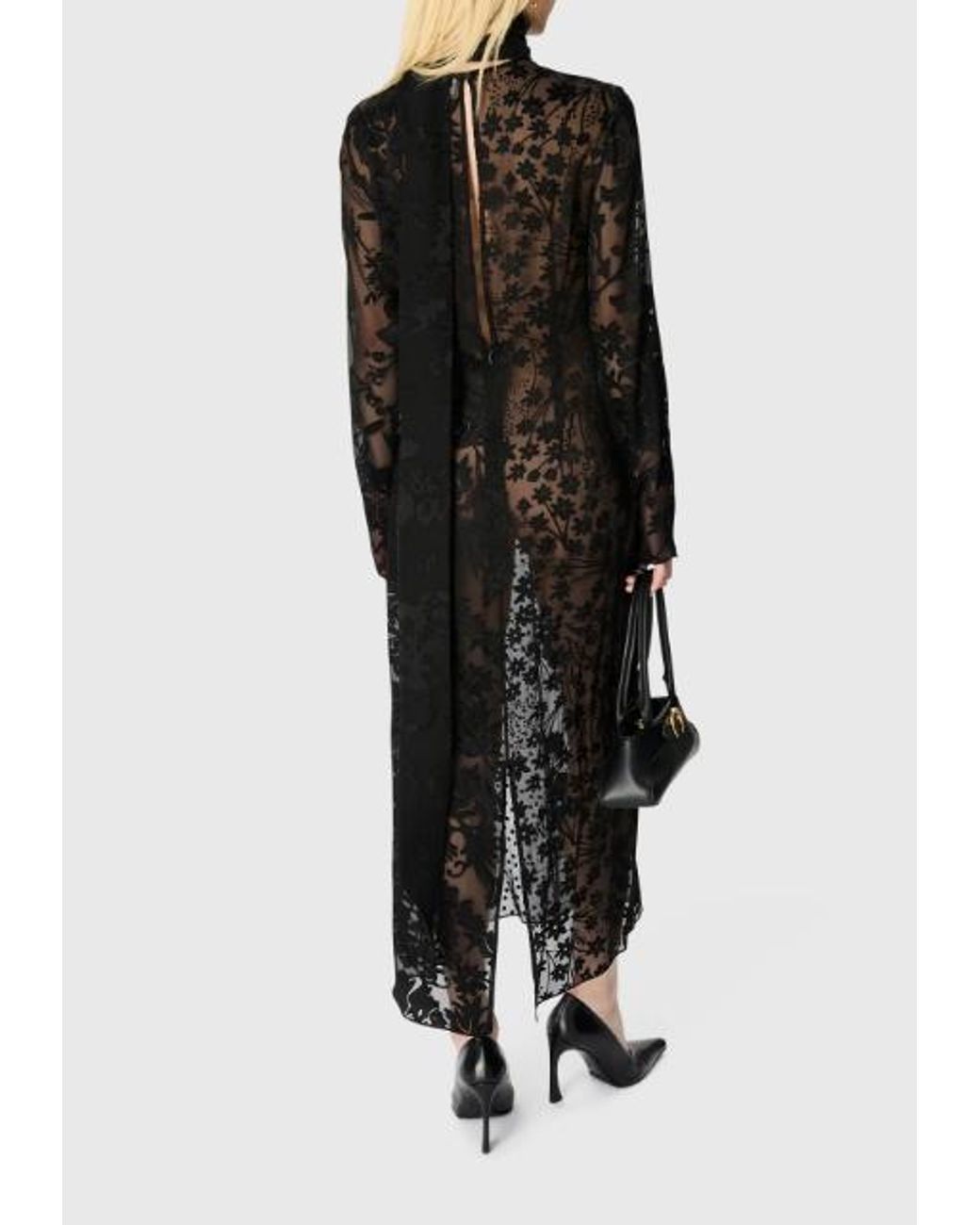 MARINE SERRE Black Long-Sleeved High-Necked Long Dress