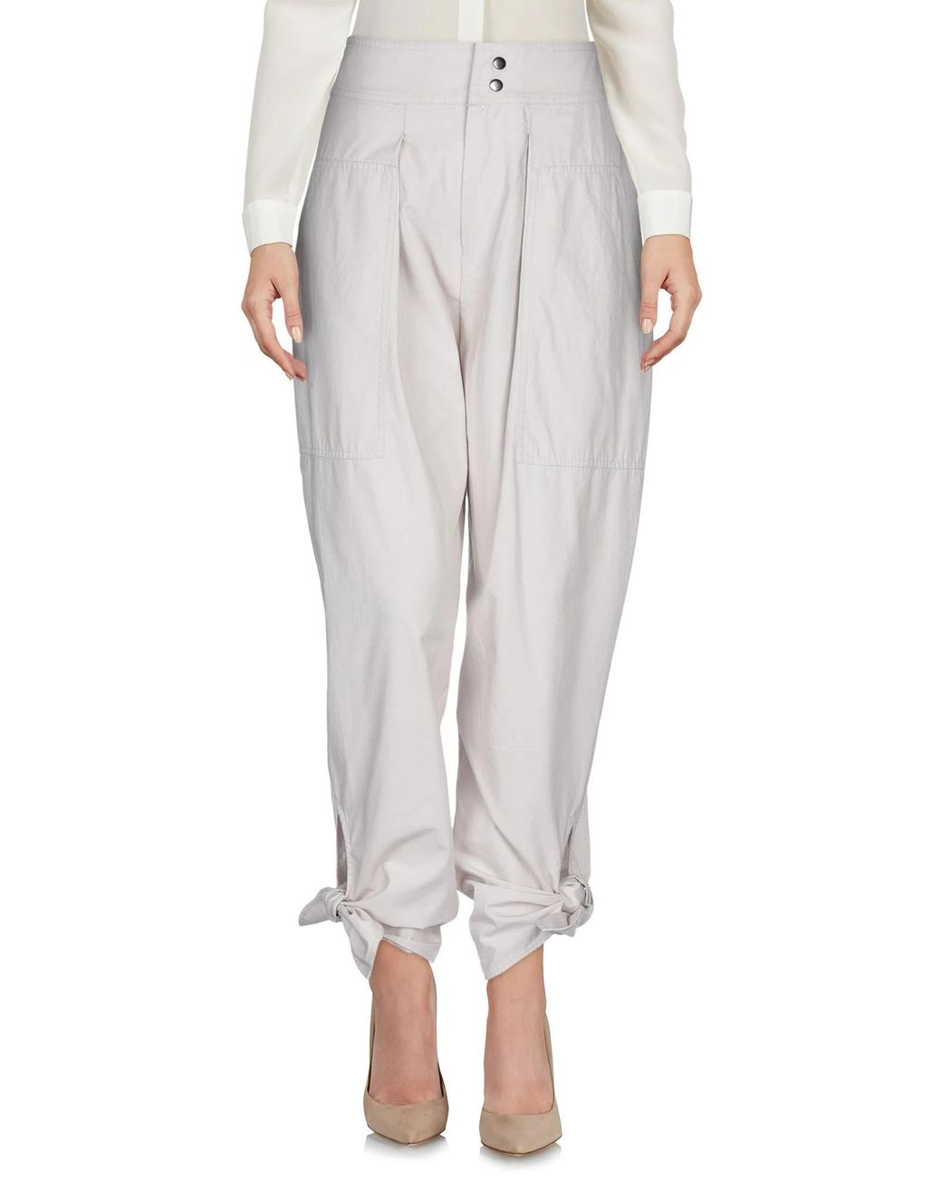 Isabel Marant White Solid Color Slim-Fit Trousers