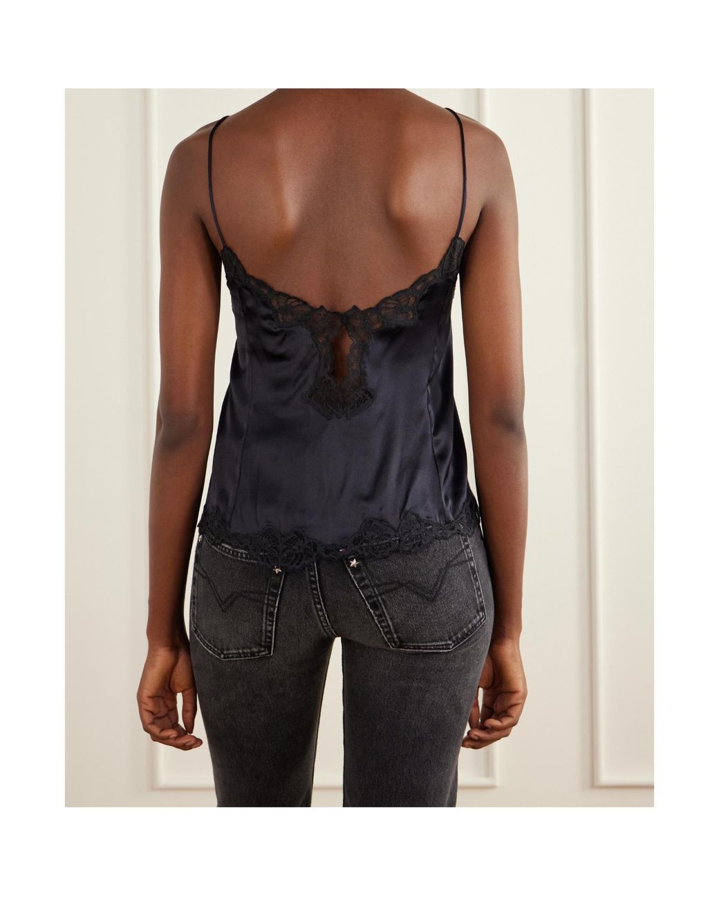 Isabel Marant Black Amael Lace-Trimmed Satin Camisole