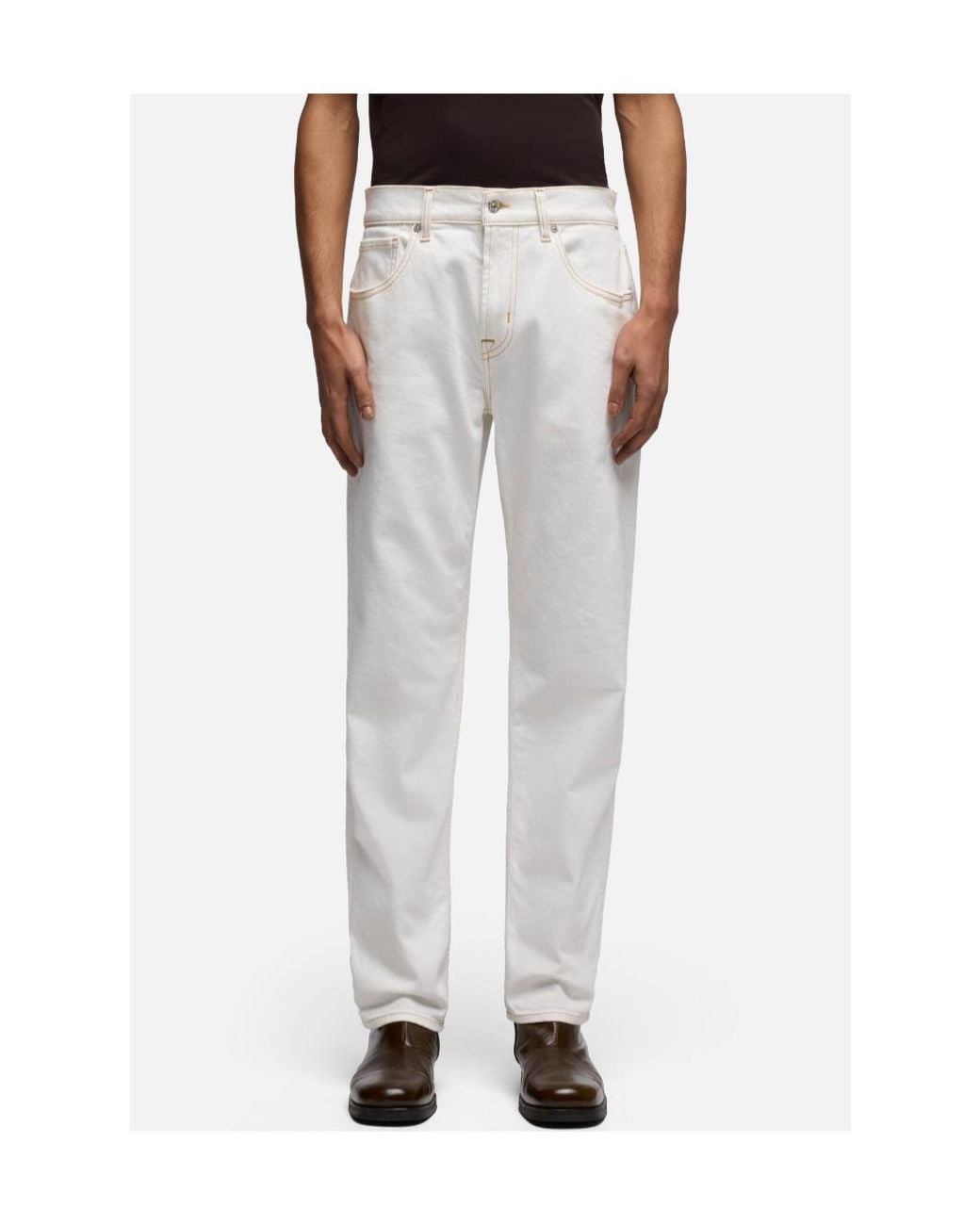 7 For All Mankind White Straight-Leg Jeans for men