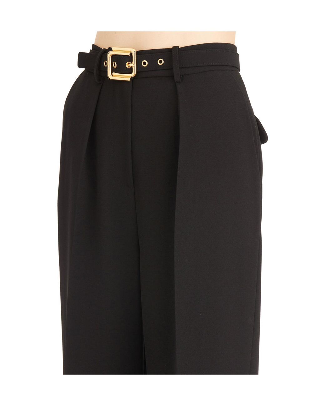 Elisabetta Franchi Black Belt Detailed Lightweight Crêpe Trousers