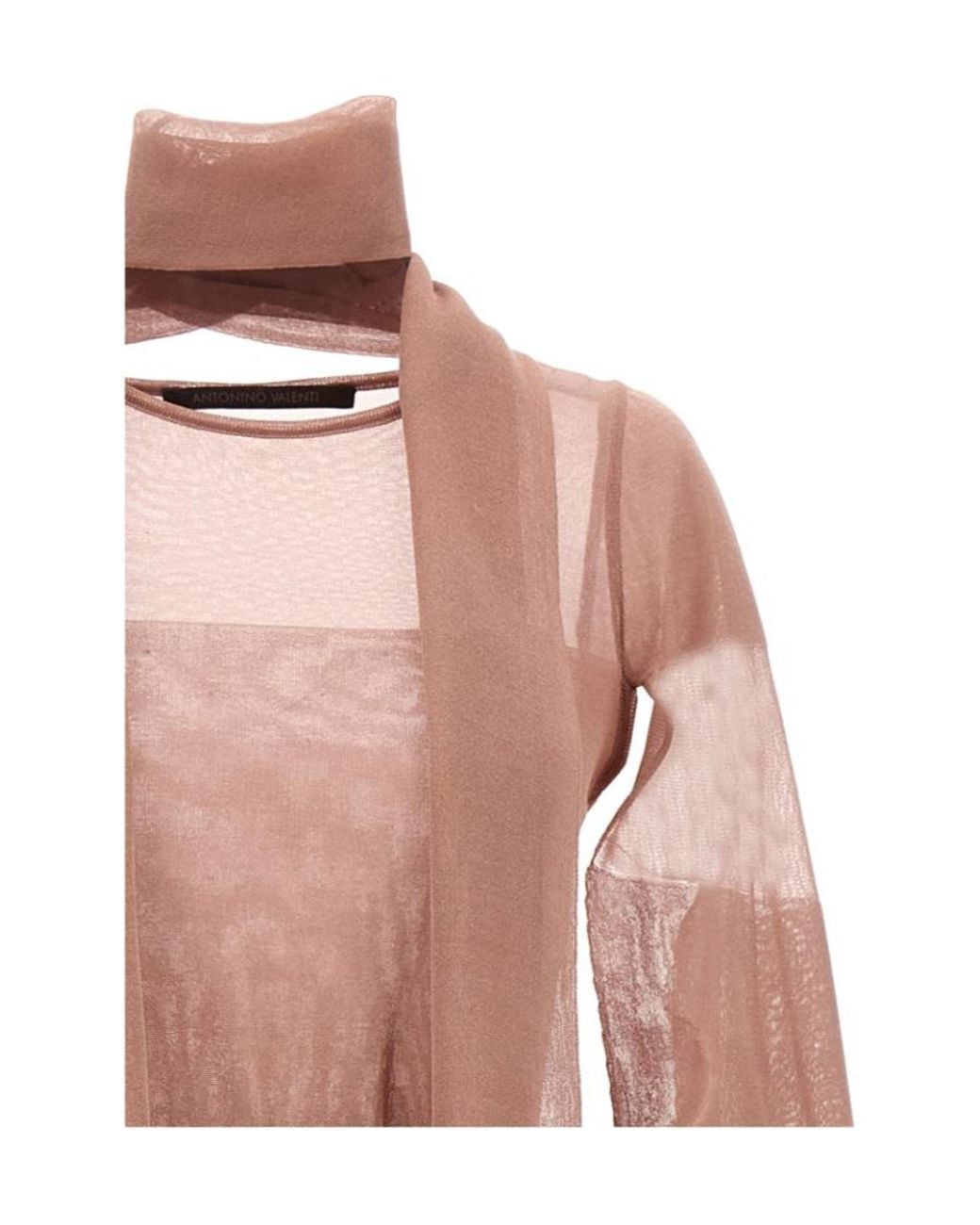 Antonino Valenti Brown Feather-Detail Silk Maxi Dress