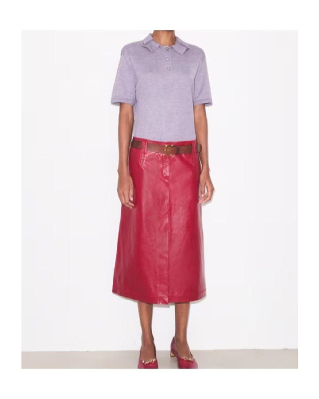 Tory Burch Purple Oversized Silk Polo Shirt
