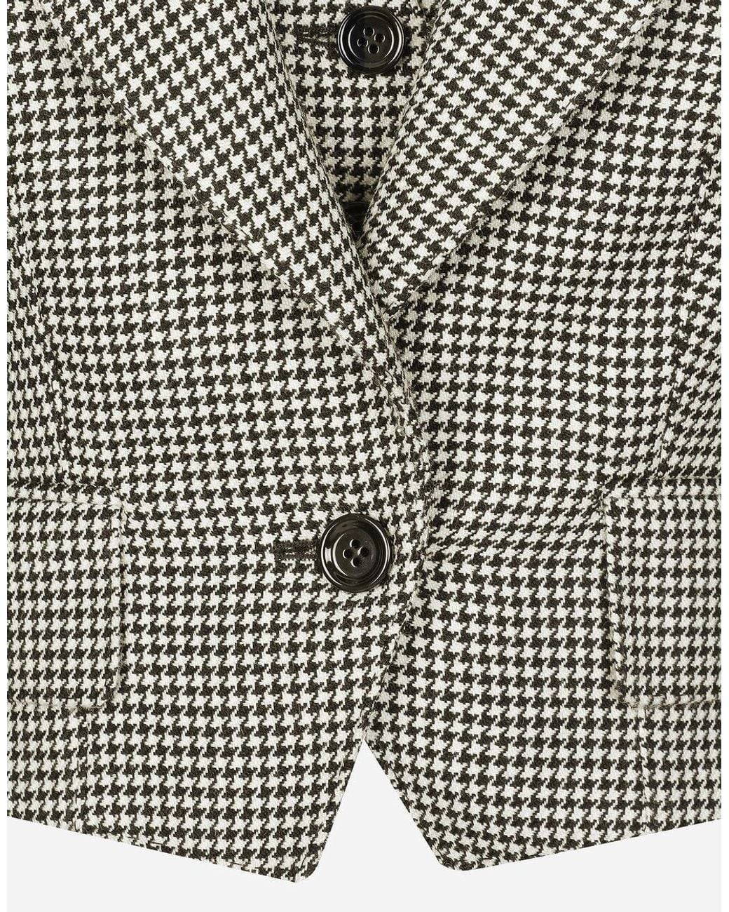 Dolce & Gabbana Gray Short Houndstooth Jacket With Vest