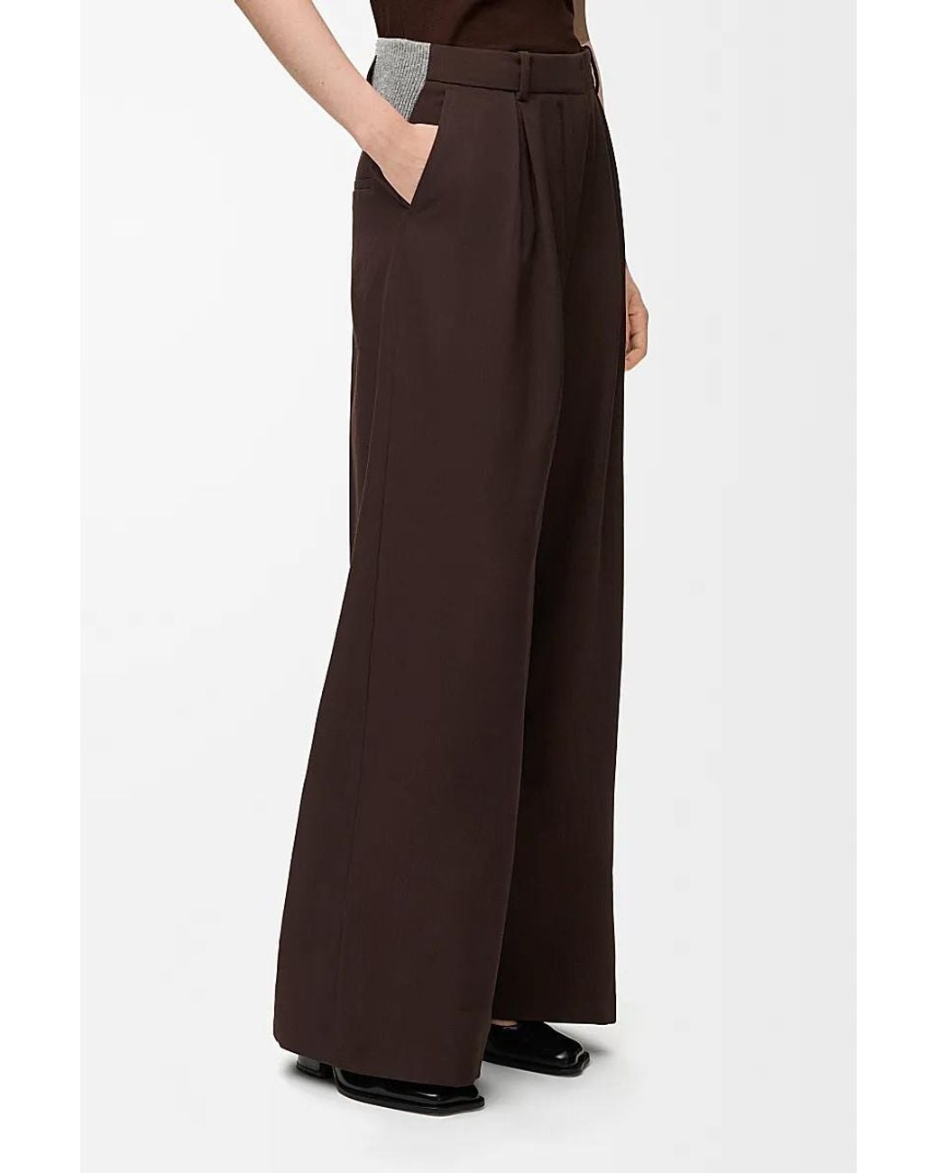 Loewe Brown Straight Leg Pleated Pants