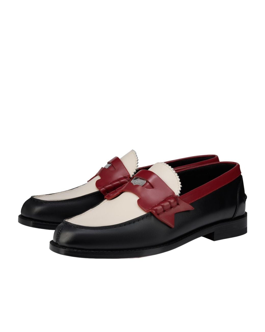 Christian Louboutin Red The Plato Leather Loafers