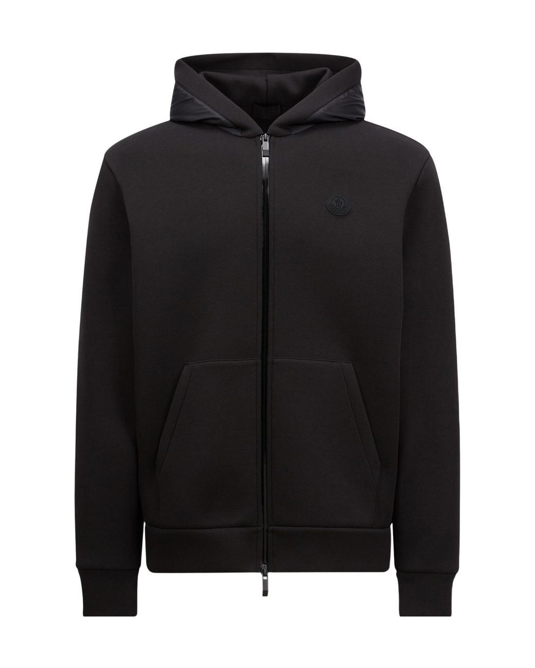 Moncler Black Logo Patch Zip-Up Hoodie for men