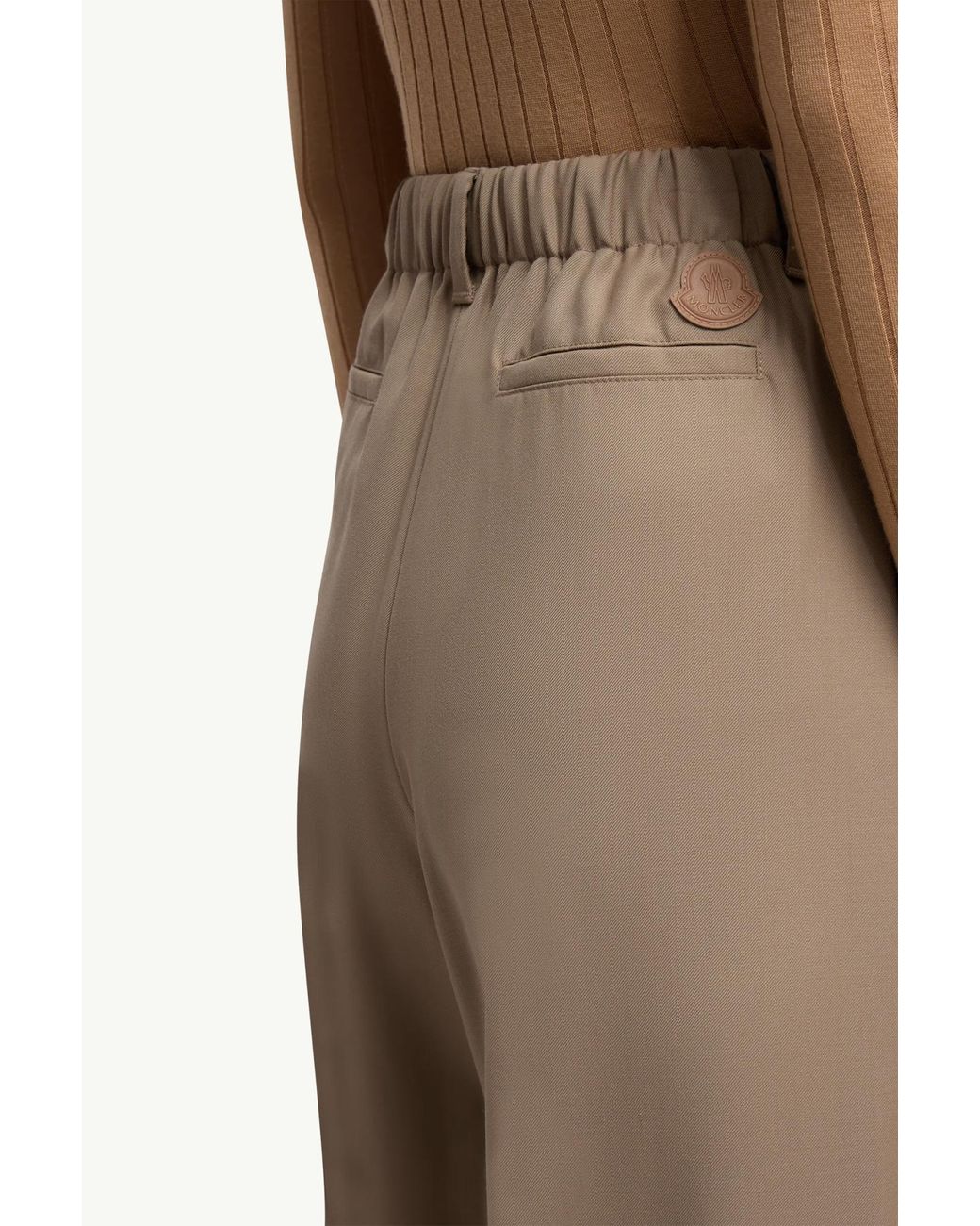 Moncler Natural Wool Gabardine Tailored Pants