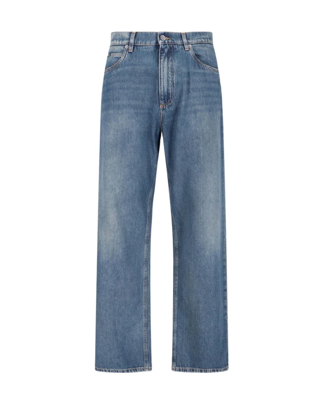 Dolce & Gabbana Blue Logo Plaque Straight Leg Jeans for men