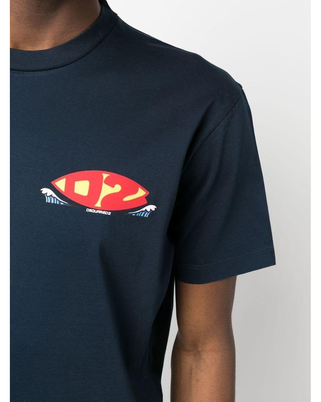 DSquared² Blue Logo-Print Cotton T-Shirt for men
