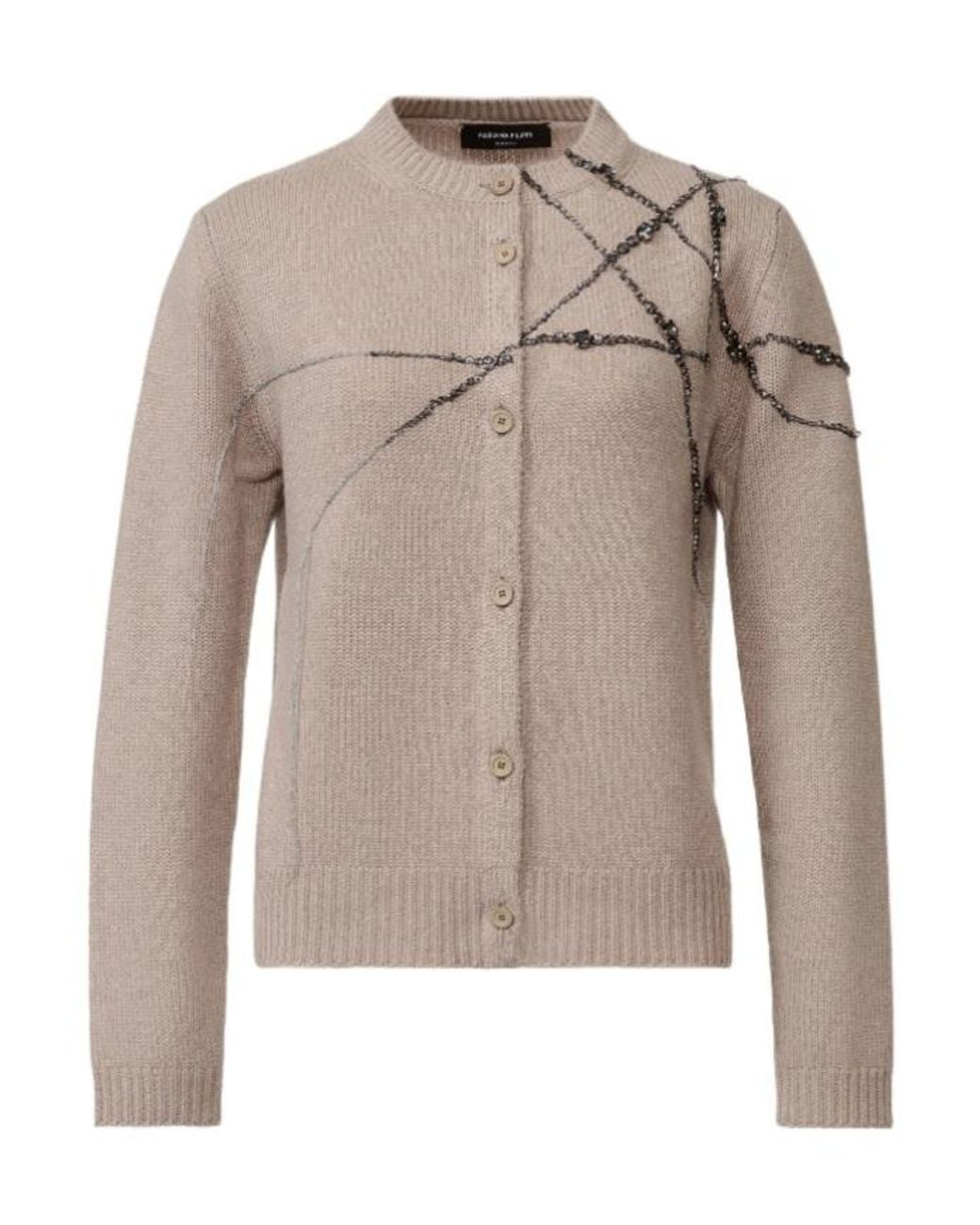Fabiana Filippi Gray Embellished Knit Cardigan