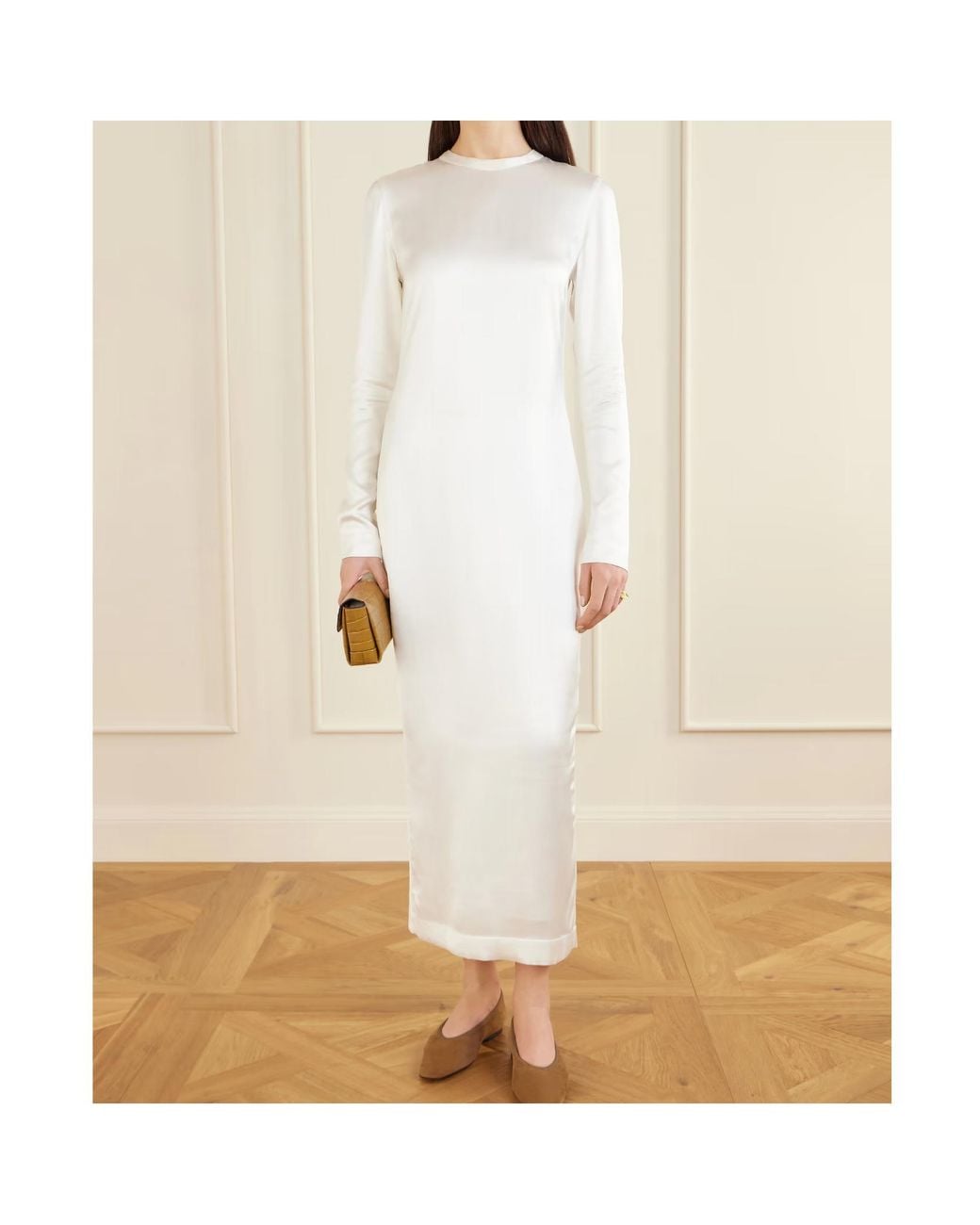 Totême White Satin Midi Dress