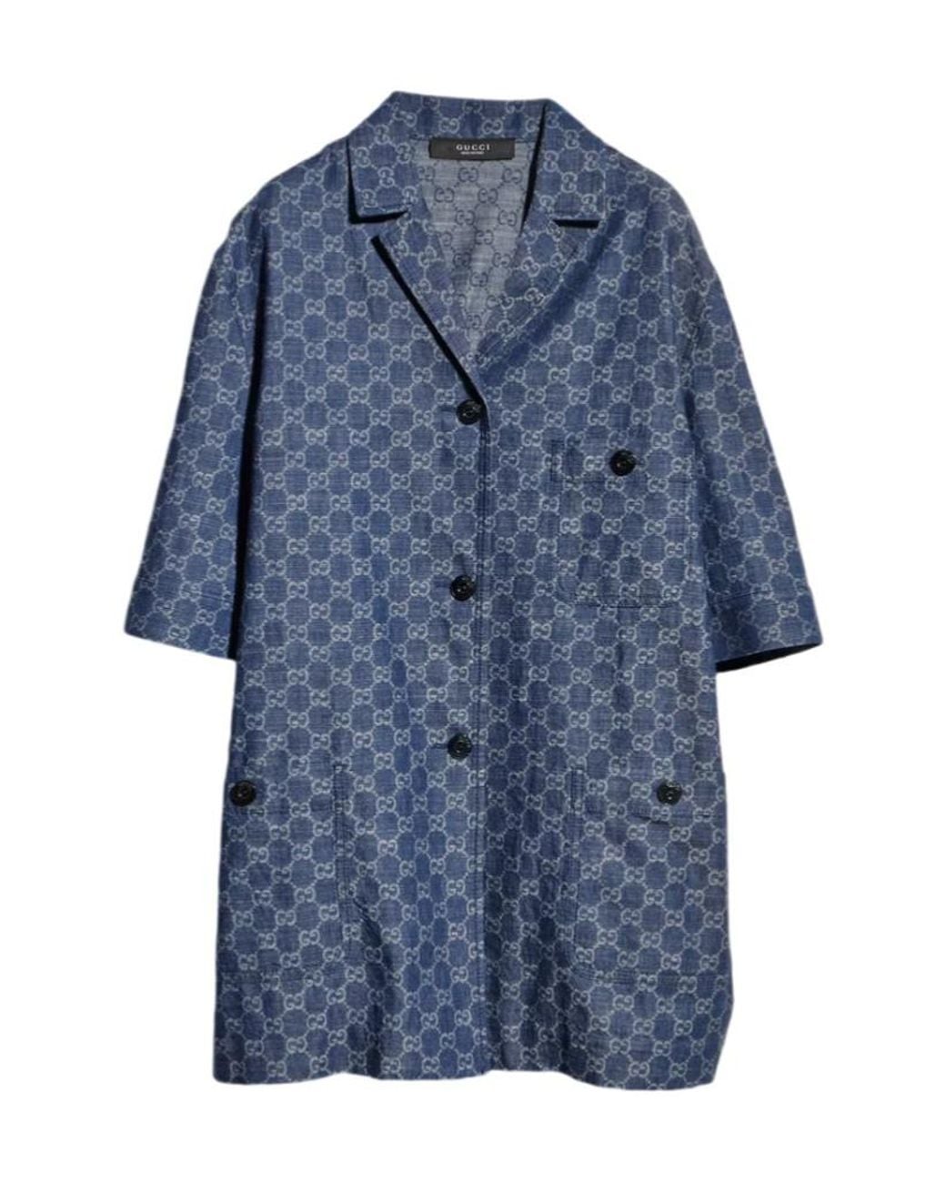 Gucci Blue Gg Jacquard Shirt