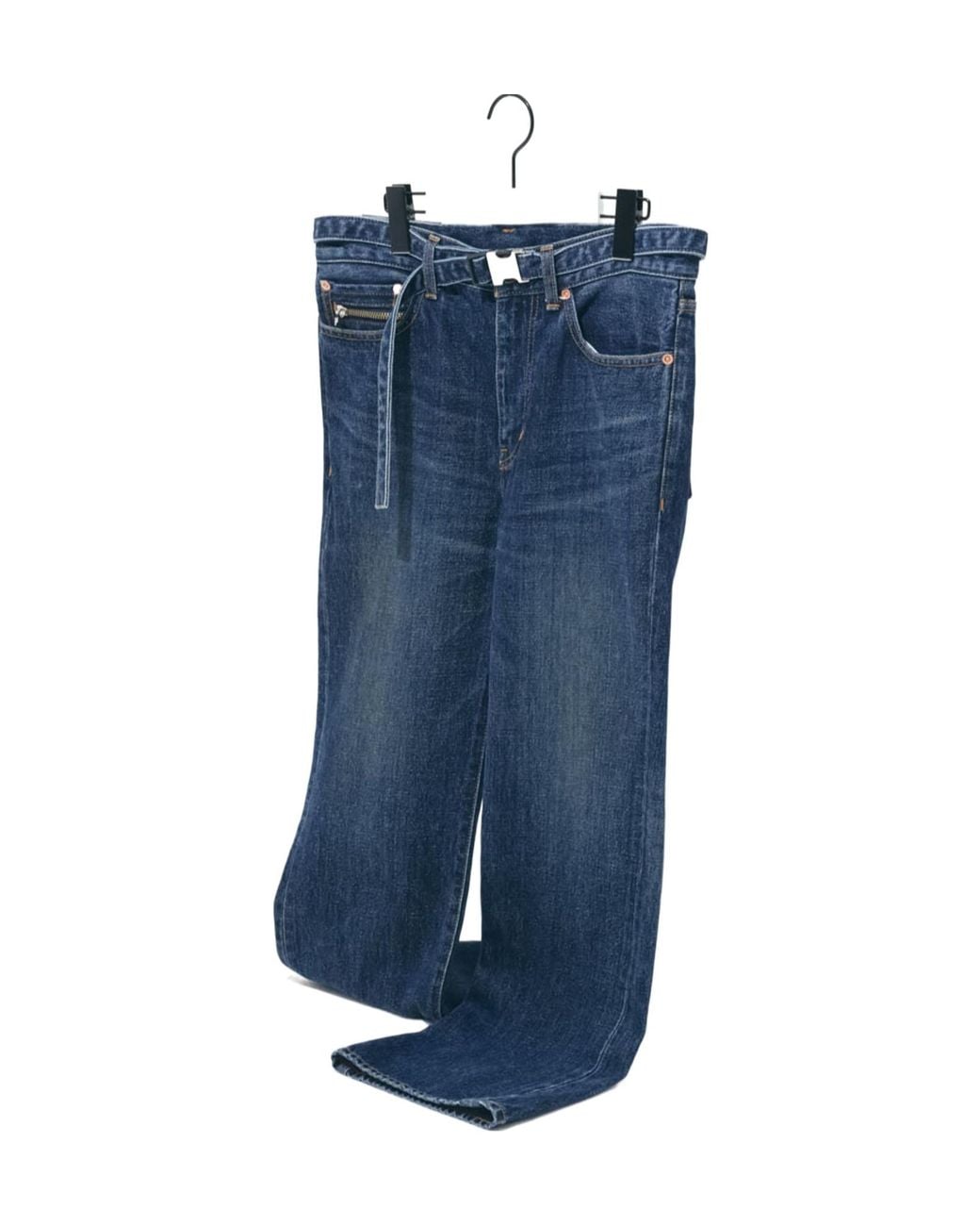 Sacai Blue Boot Cut Belted Denim Jeans