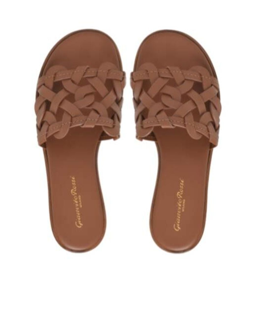 Gianvito Rossi Brown Amalfi Interwoven Round Toe Sandals