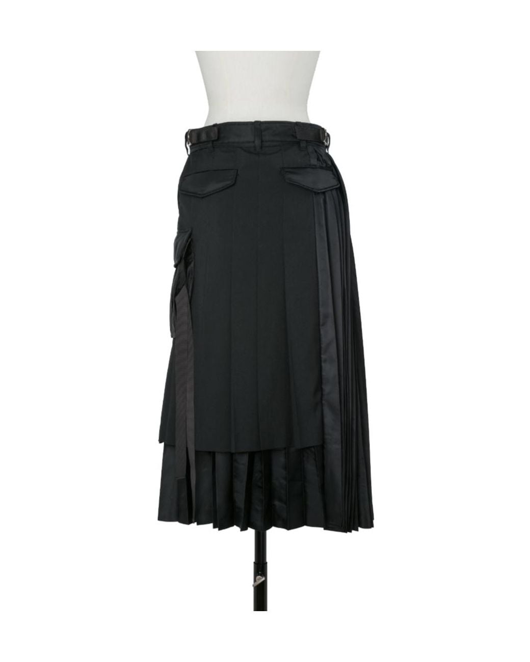 Sacai Black Pleated Layered Midi Skirt