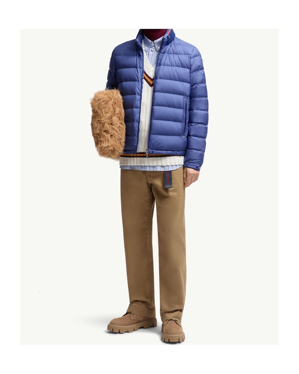 Moncler Blue Brendann Zip-Up Padded Jacket for men