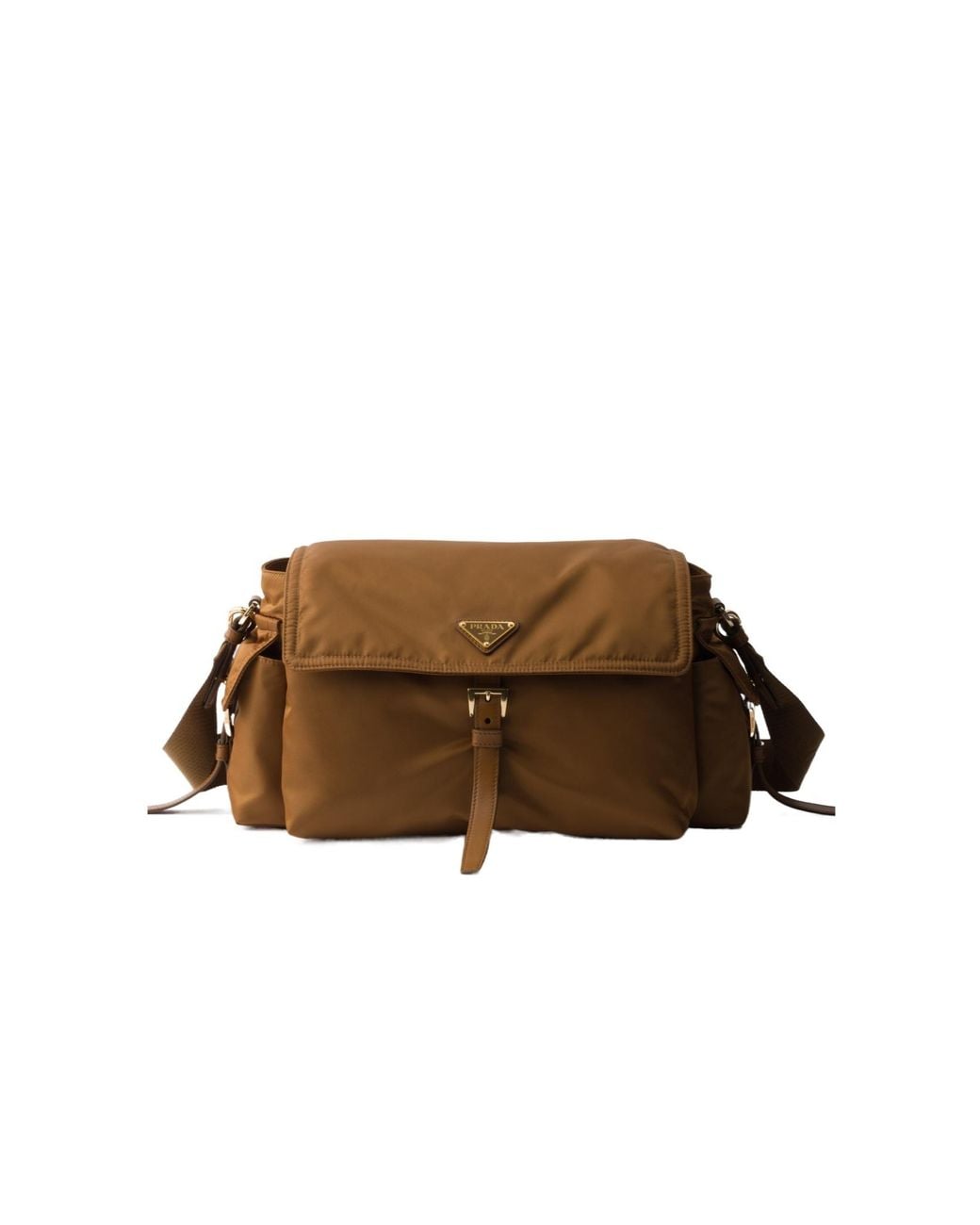 Prada Brown Re-Nylon Triangle-Logo Shoulder Bag