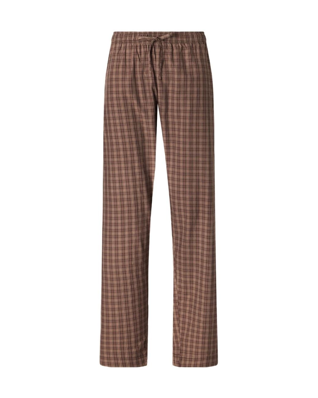 Tekla Brown Comfortable Plaid Pajama Pants