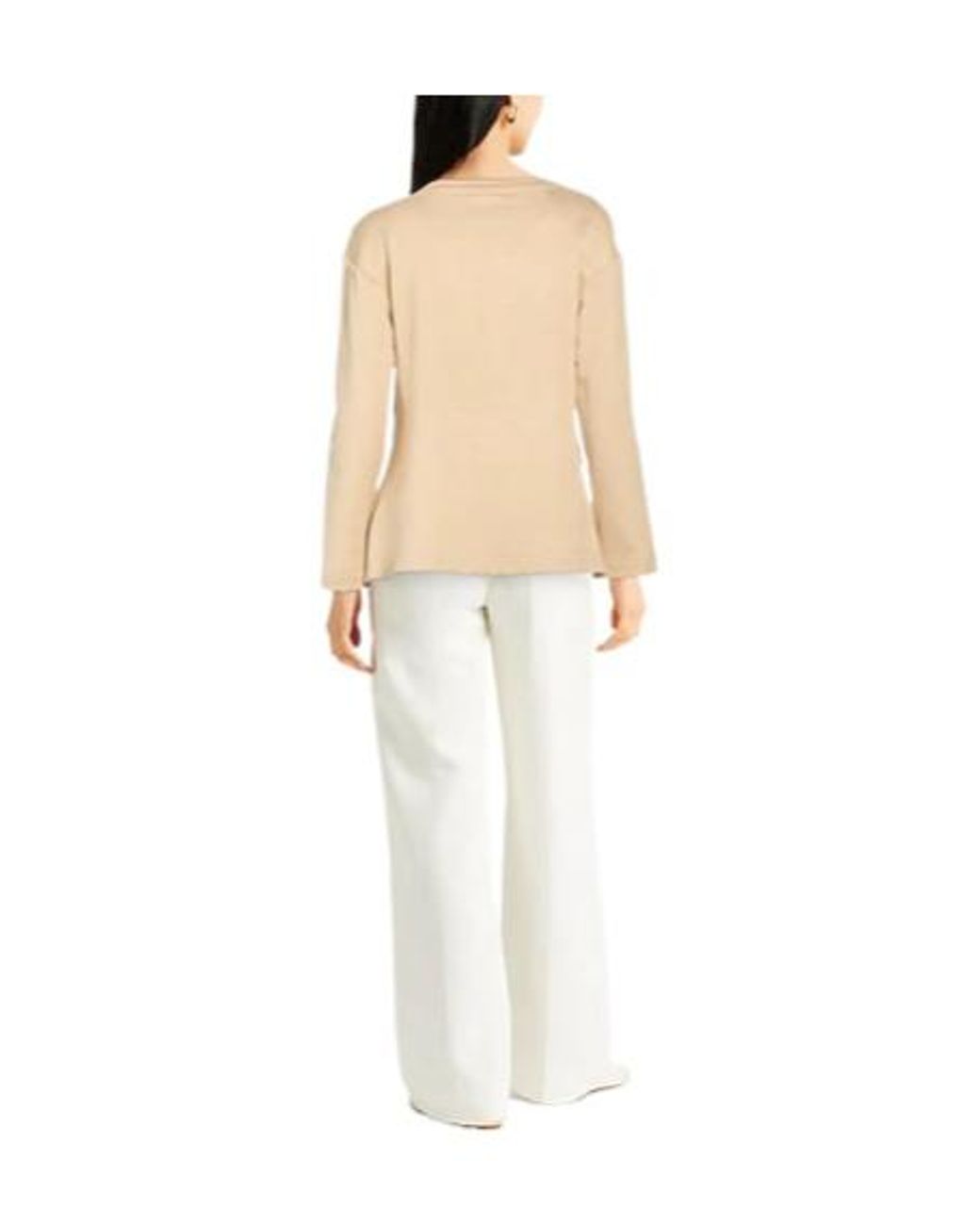 Max Mara Natural Minimal Crew Neck Long Sleeve T-Shirt