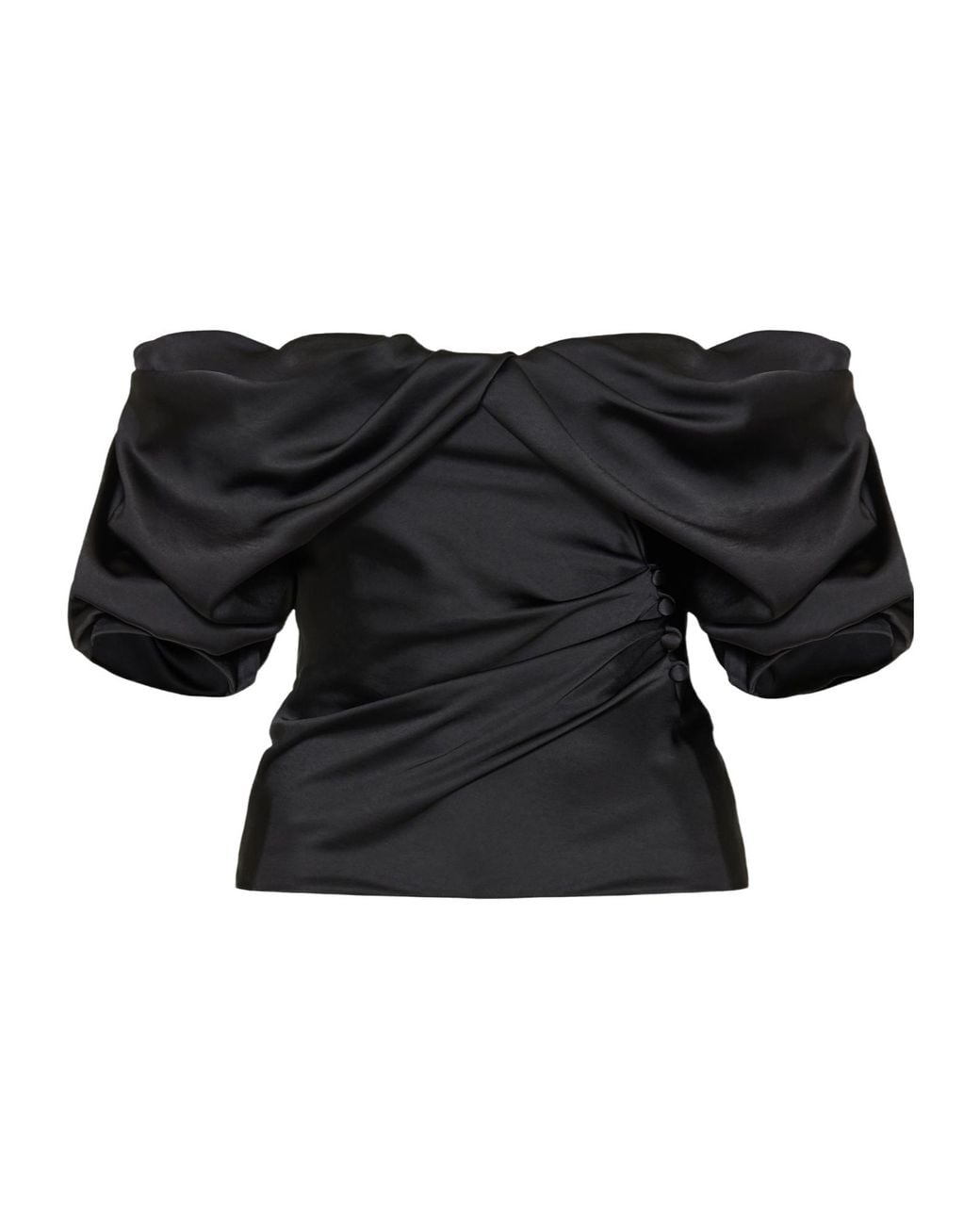 McQueen Black Off-The-Shoulder Draped Top