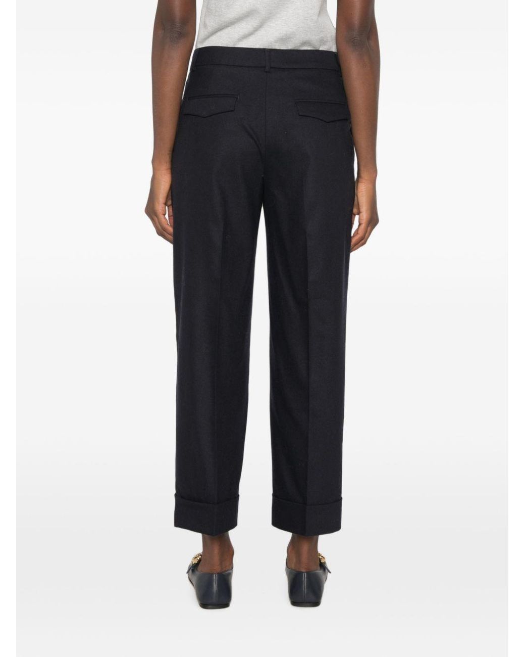 Peserico Blue Pressed-Crease Turned-Up Trousers