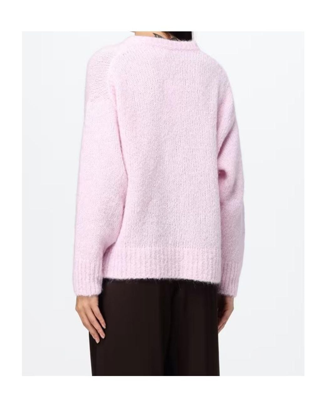 Filippa K Pink Hairy V-Neck Knitted Sweater