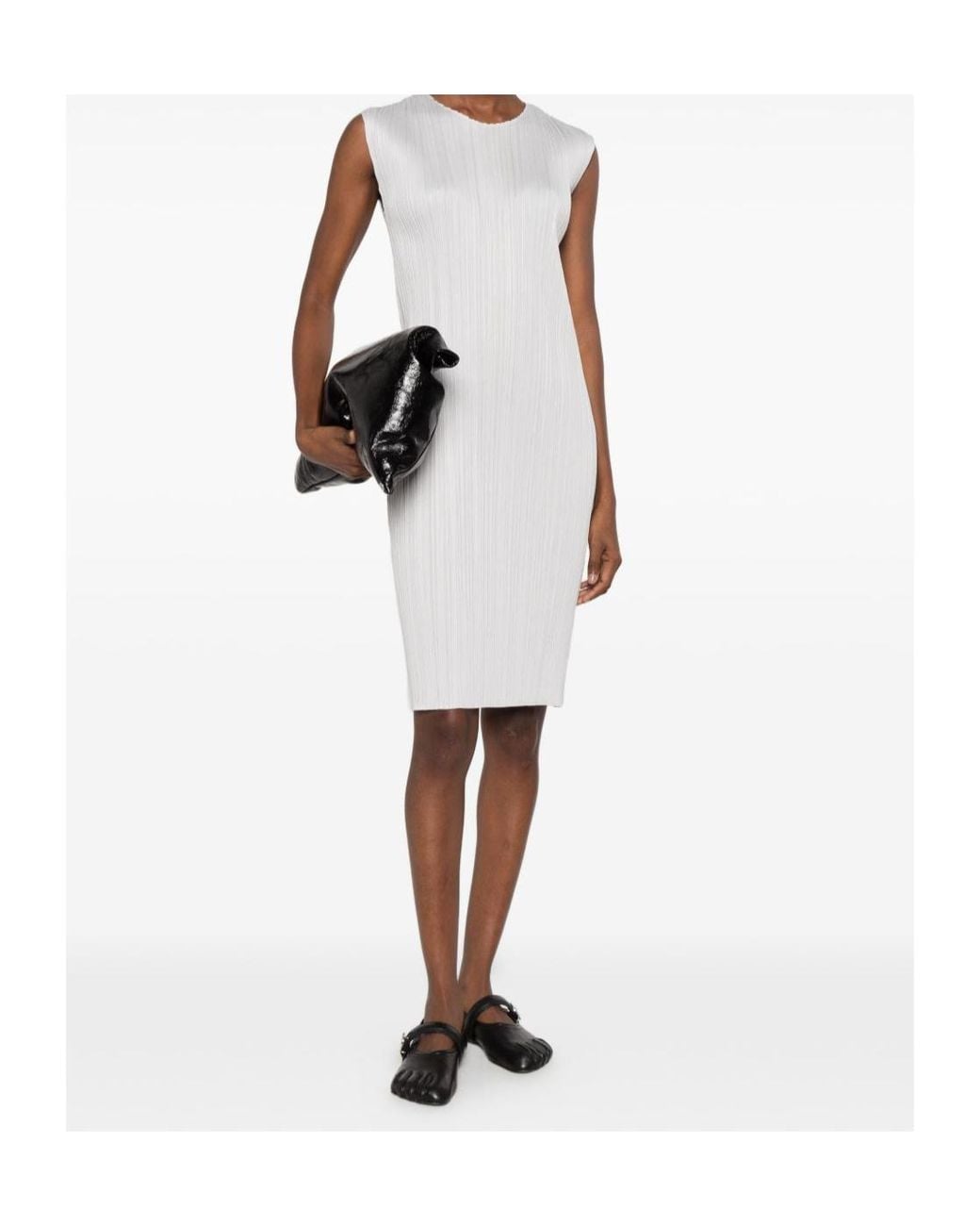 Pleats Please Issey Miyake White Pleated Dress
