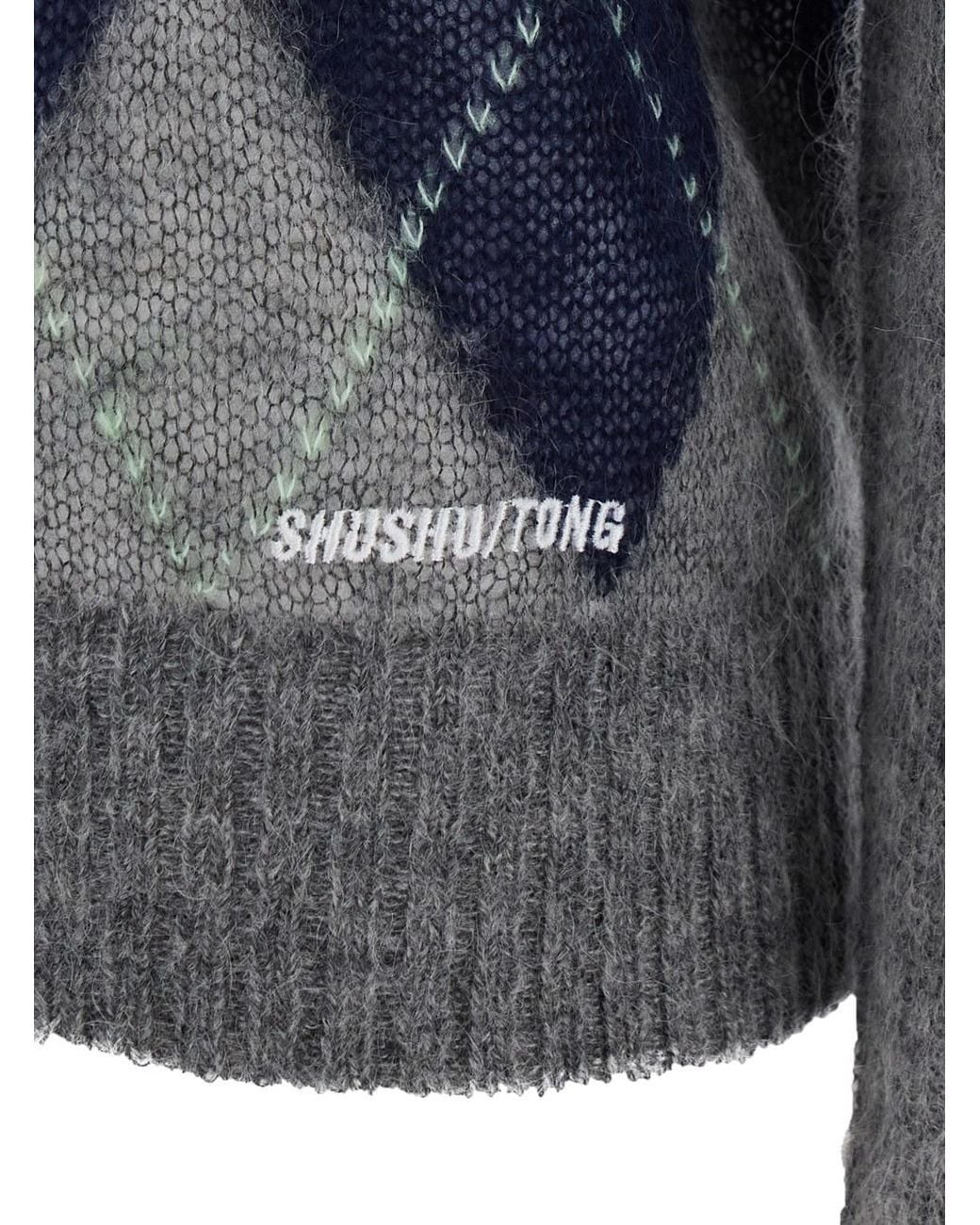 ShuShu/Tong Blue Shushu/Tong Argyle V-Neck Knitted Sweater