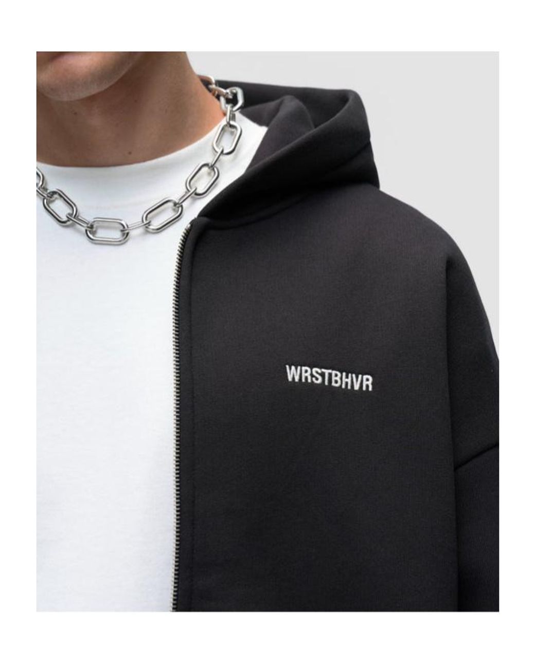 WRSTBHVR Black Zip-Up Hoodie for men