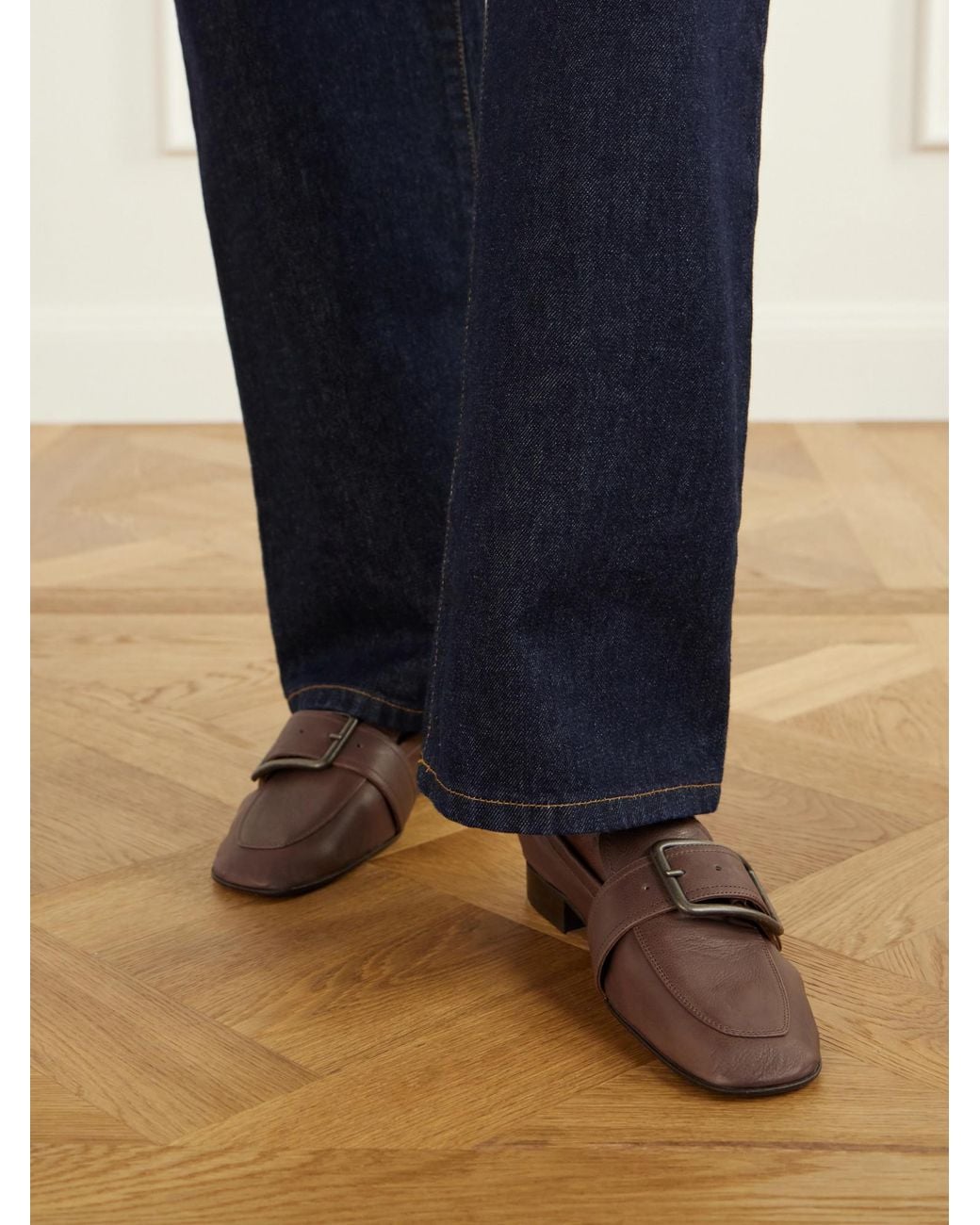 Dries Van Noten Brown Buckle-Detailed Leather Loafers
