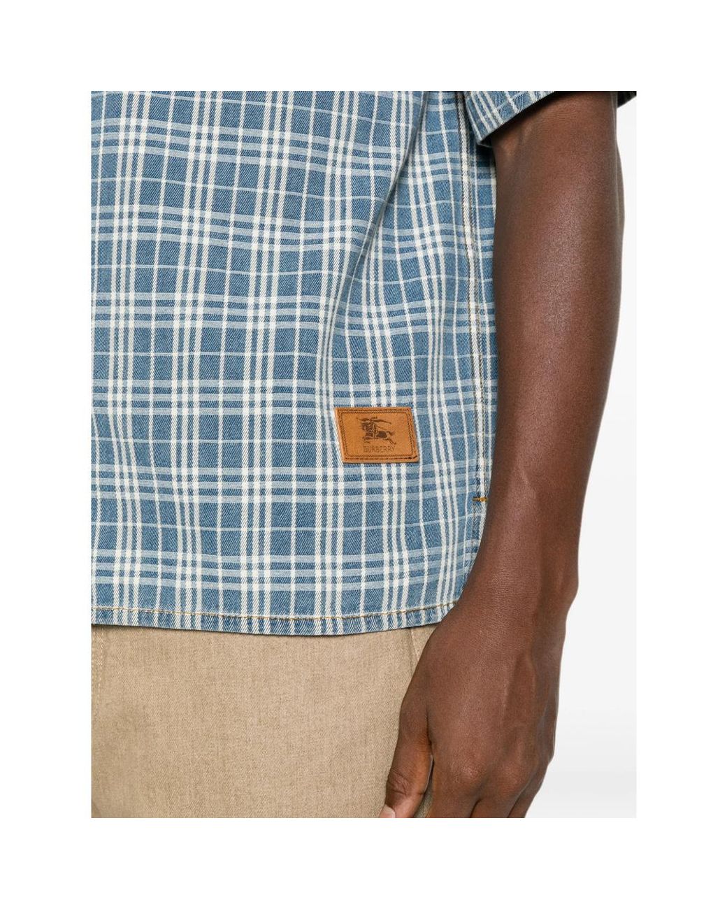 Burberry Blue Checked Button-Up Shirt for men
