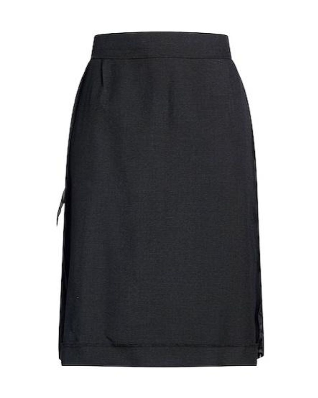 Maison Margiela Black Minimalist Wool Satin Pencil Skirt