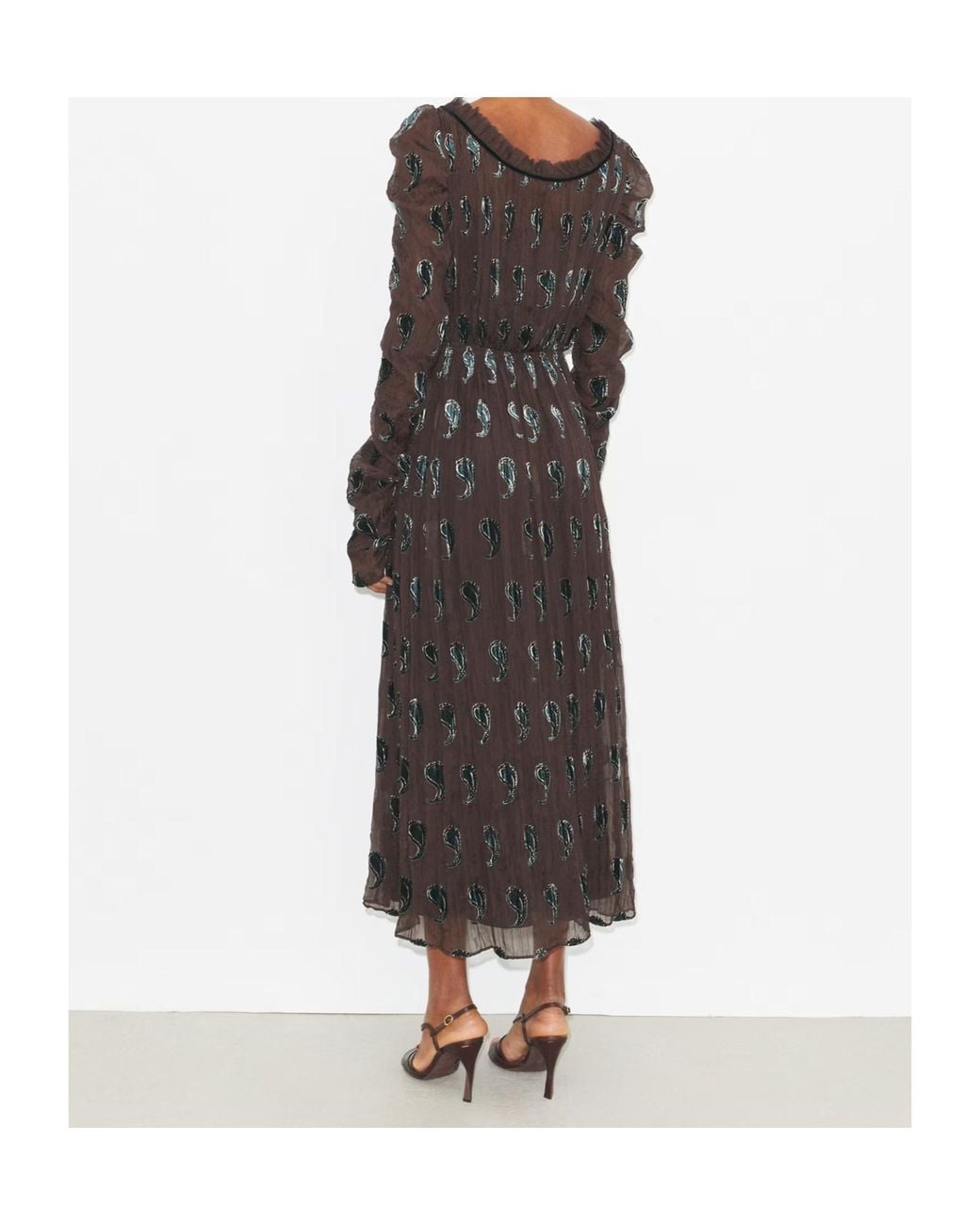 Tory Burch Black Paisley-Print Midi Dress