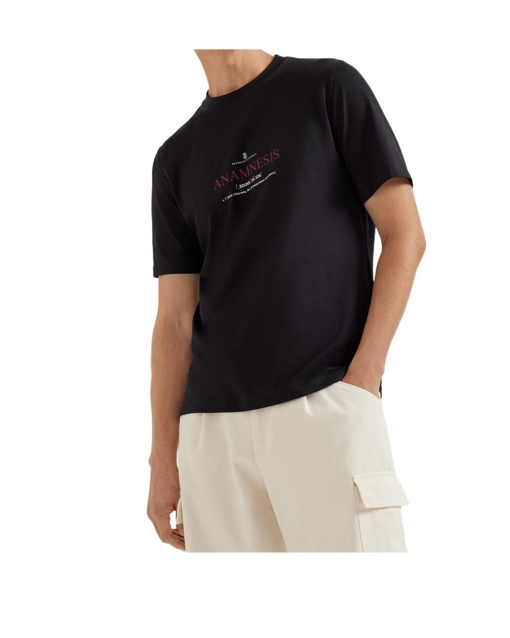 Brunello Cucinelli Black Printed T-Shirt for men