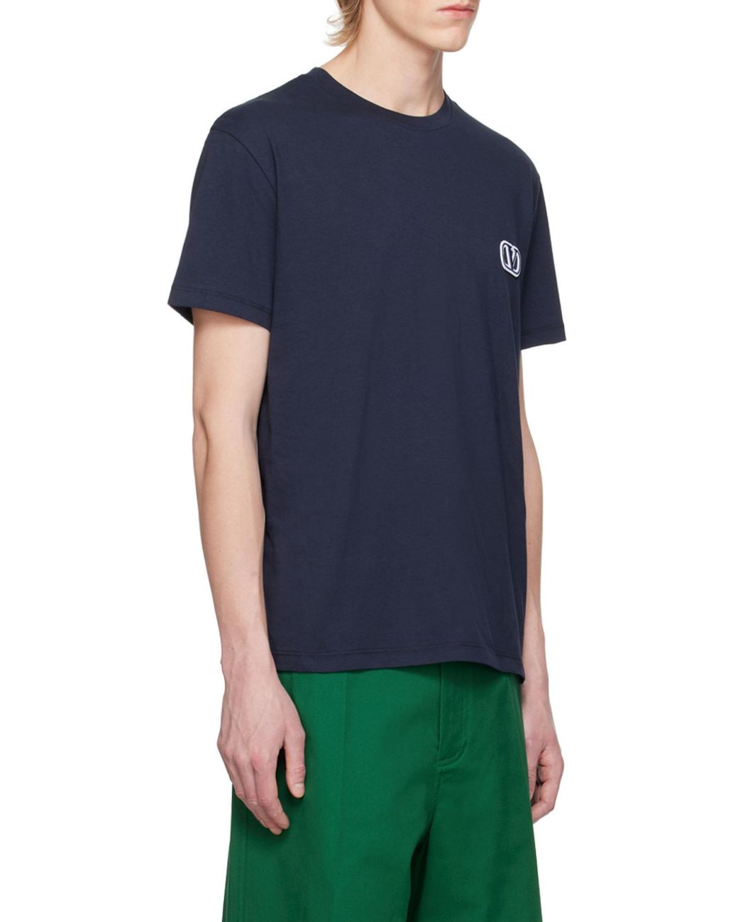 Valentino Blue Vlogo Signature Crewneck Straight Hem T-Shirt for men