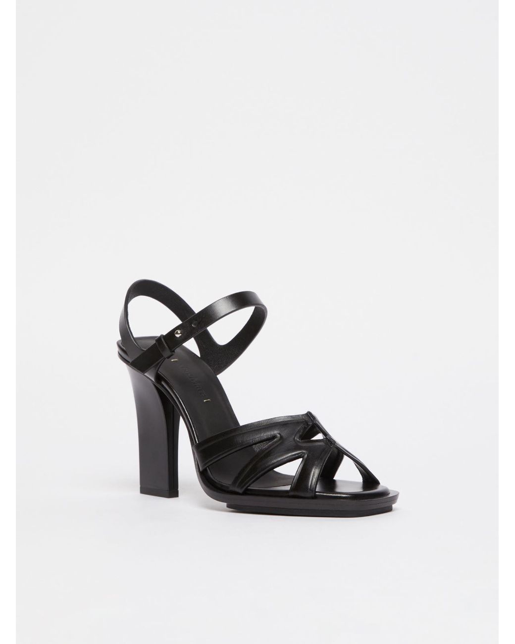 Max Mara Black Strap Detailed Heeled Sandals
