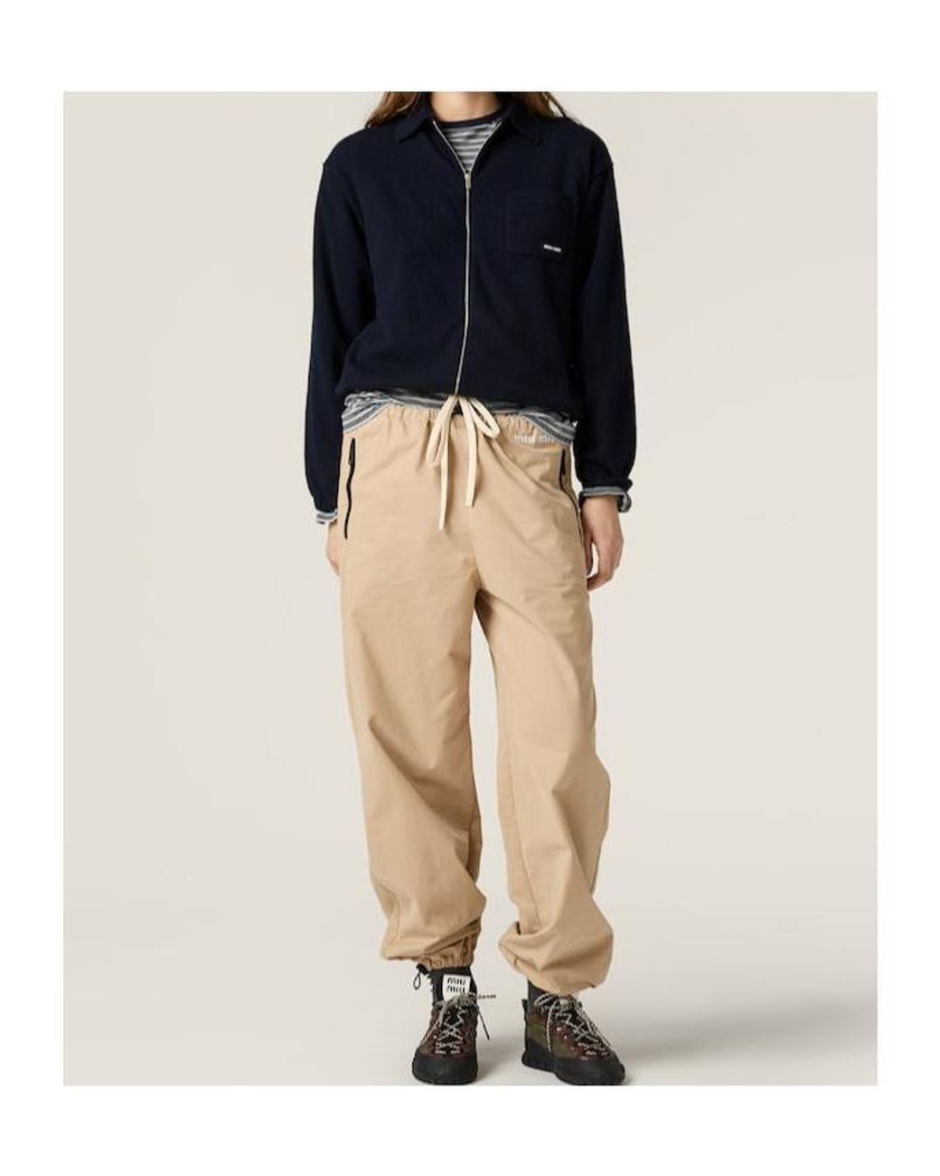 Miu Miu Blue Cashmere Zipper Sweater