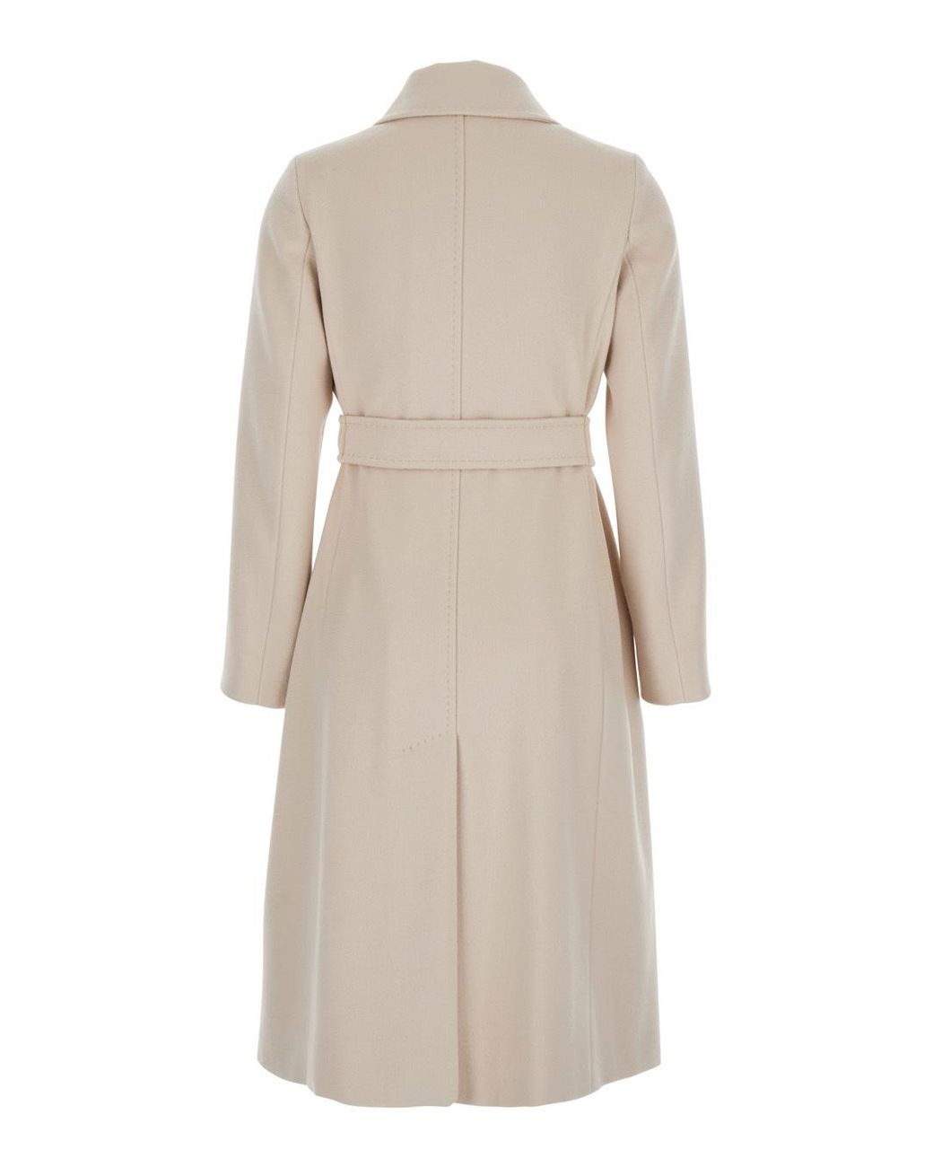 Max Mara Natural 'Ecollag' Belted Coat With Collar With Buttons In