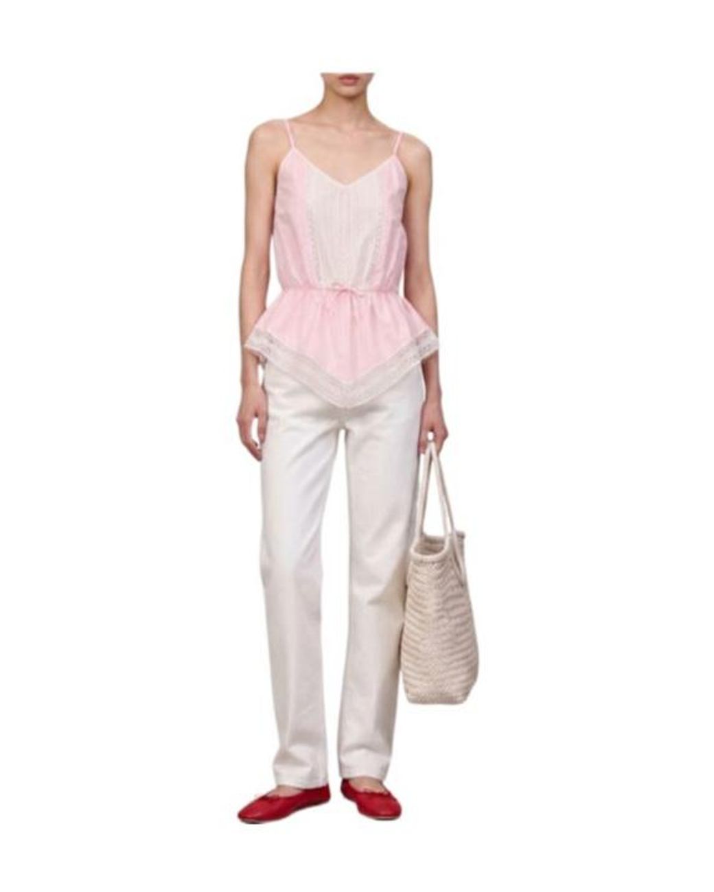 MSGM Pink Lace Tank Top