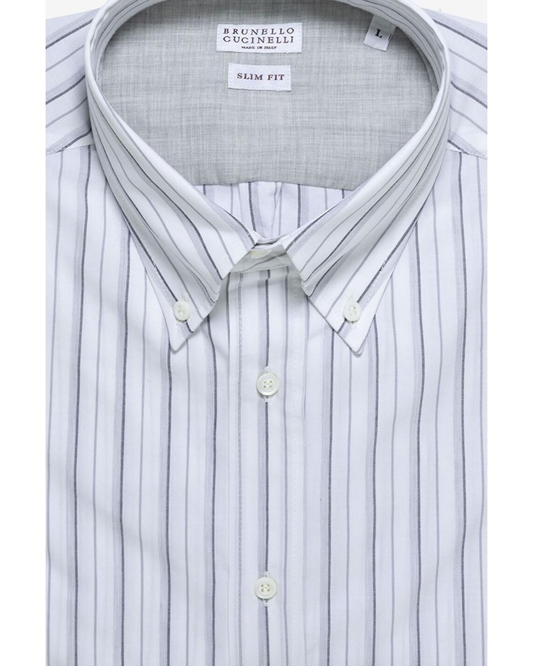 Brunello Cucinelli Blue Striped Shirt for men