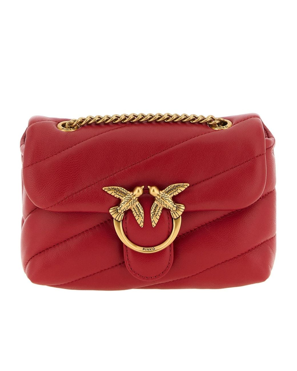 Pinko Red Love Baby Puff Quilted Crossbody Bag