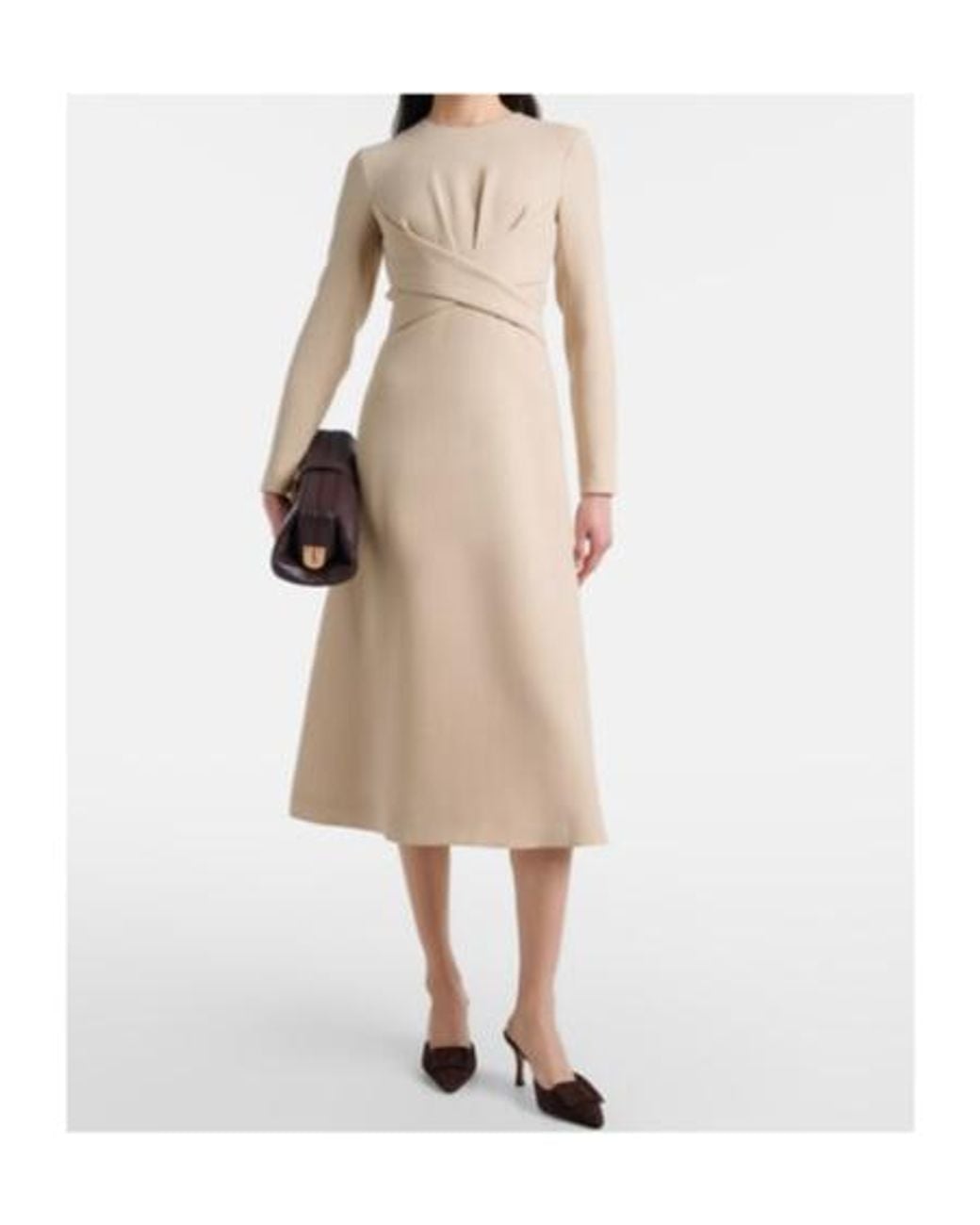 Emilia Wickstead Natural Elta Wool Crepe Midi Dress