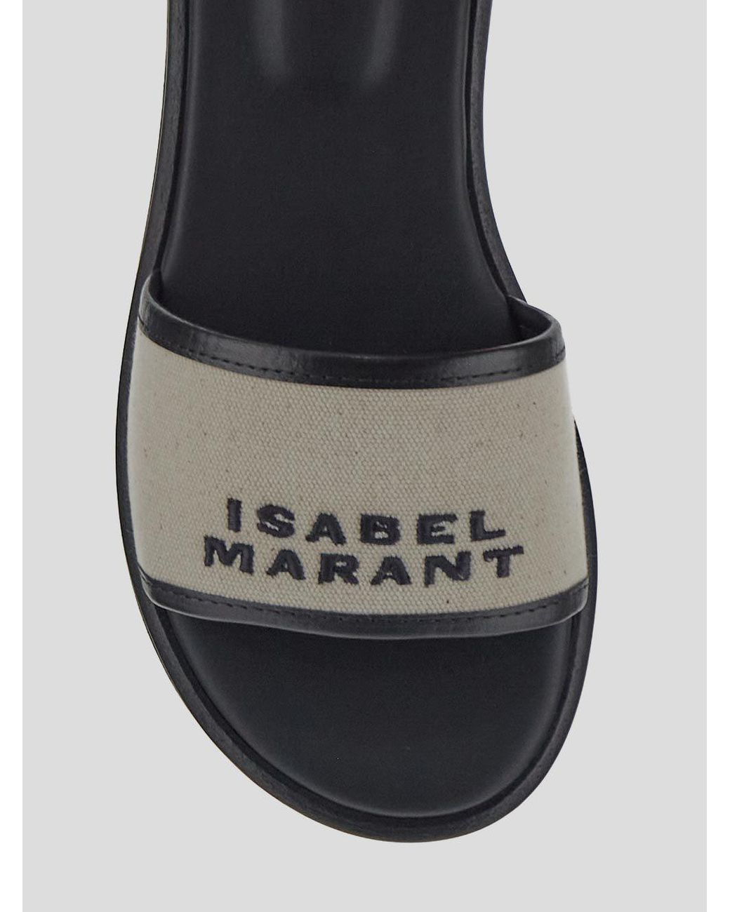 Isabel Marant White Logo-Embroidered Slip-On Sandals
