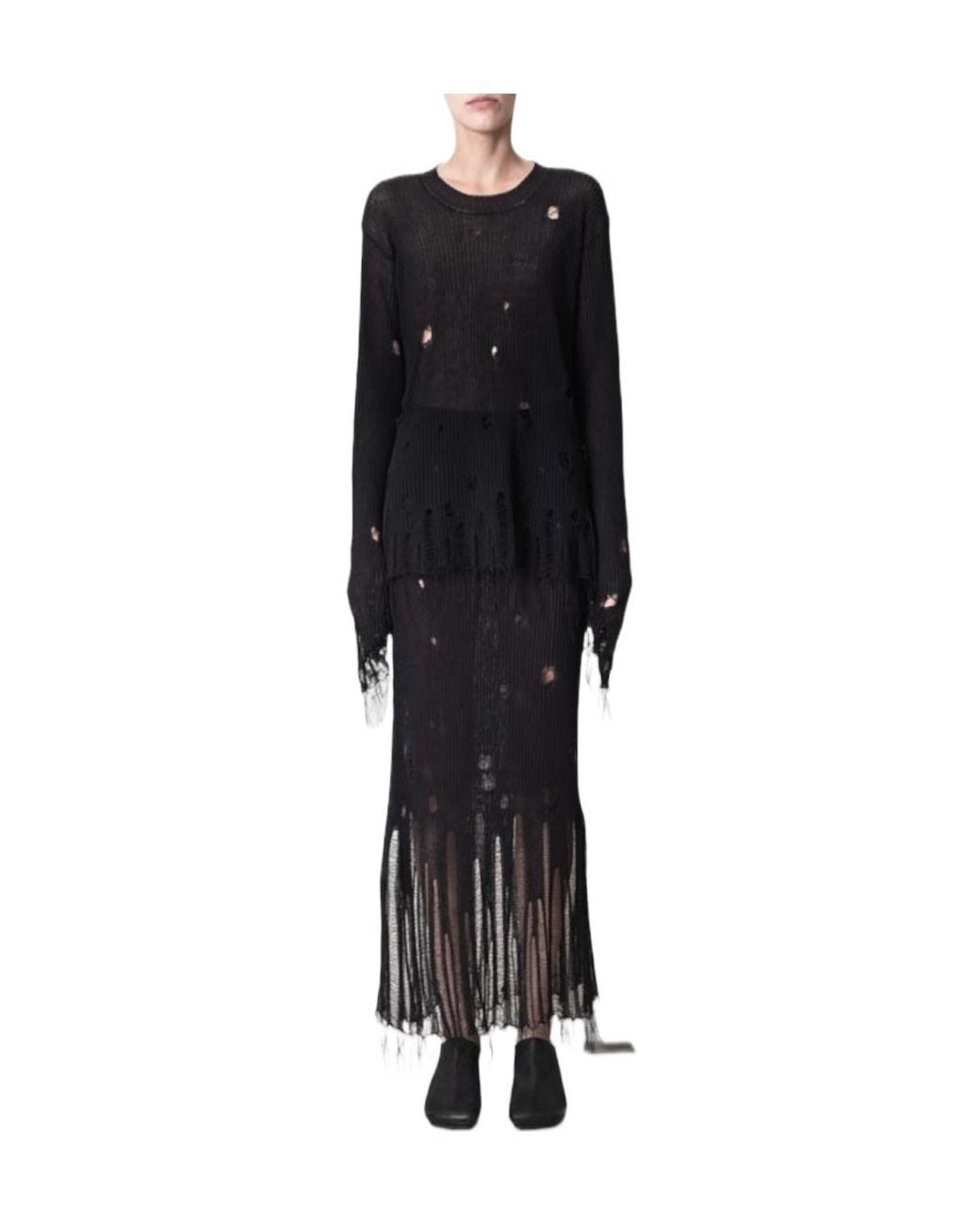Uma Wang Black Long-Sleeve Knitted Top