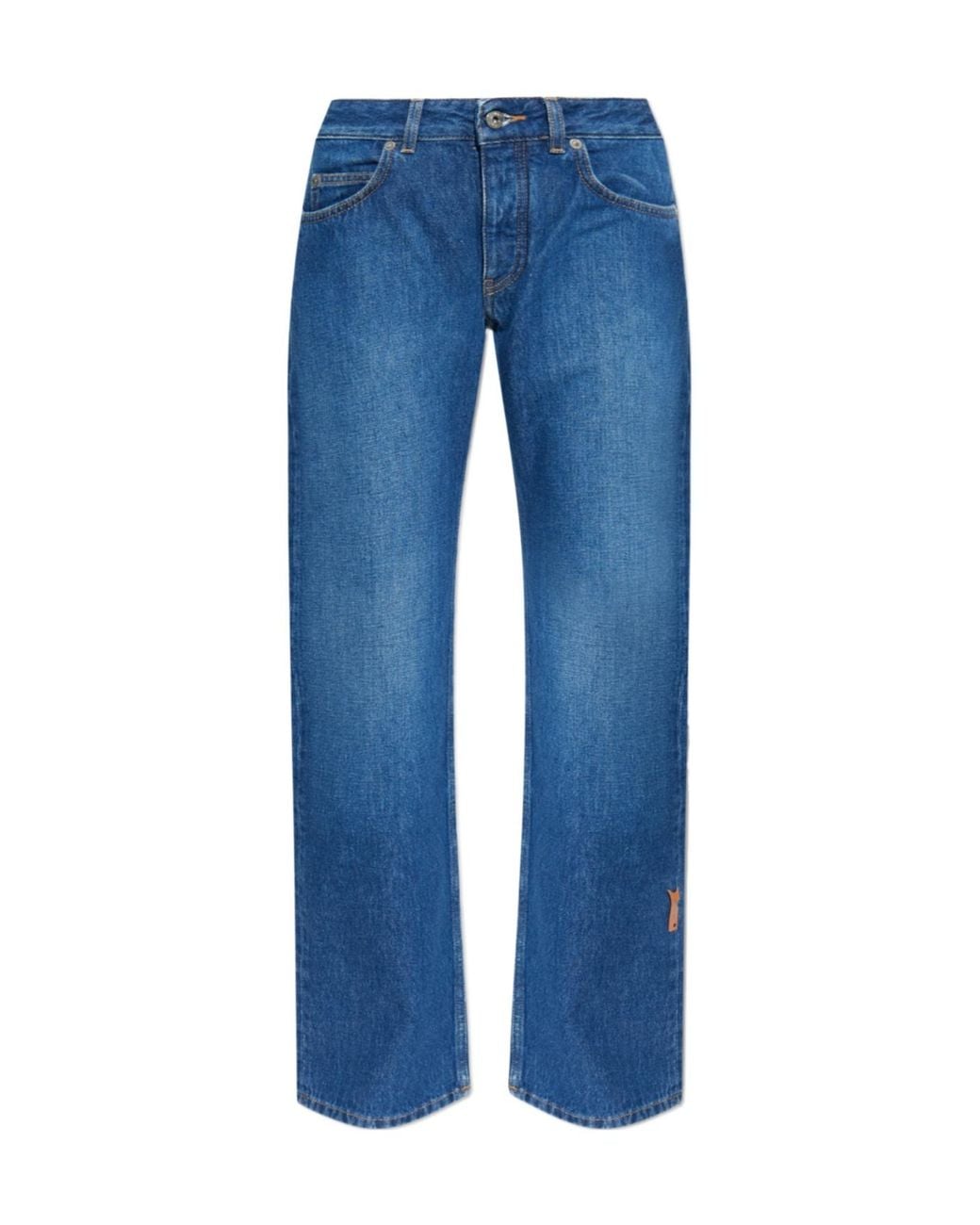 Off-White c/o Virgil Abloh Blue Logo Patch Straight Leg Jeans