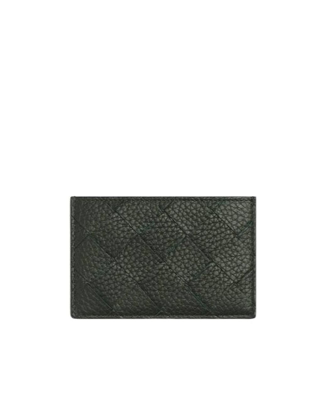 Bottega Veneta Gray Intrecciato Logo Detailed Card Case for men