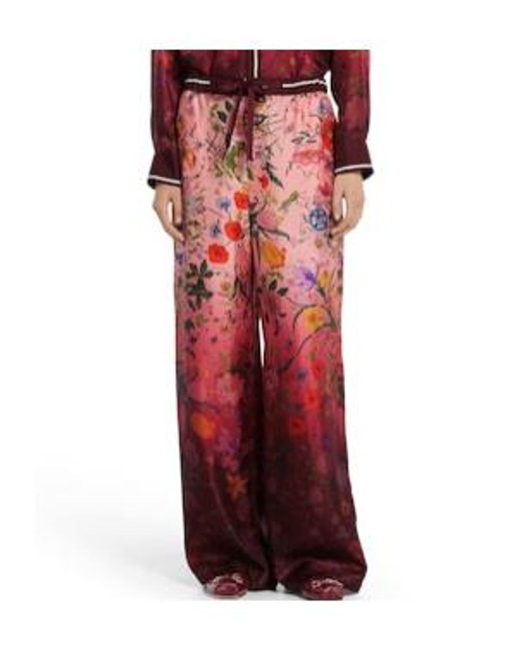 Gucci Red Floral Detailed Gradient Drawstring Pants